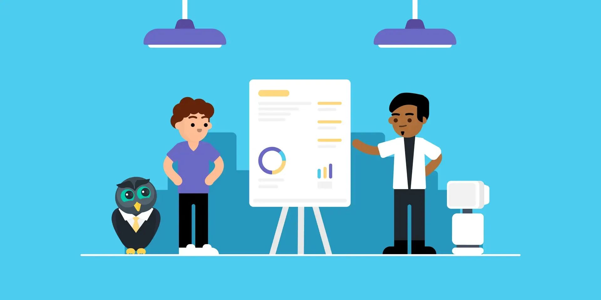 Illustration of a job seeker receiving a job offer after building their resume with Novoresume