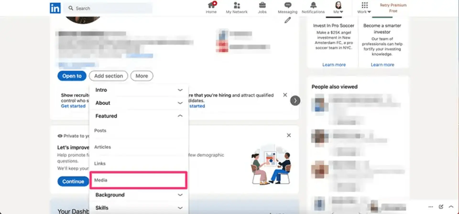 add resume linkedin drafts featured