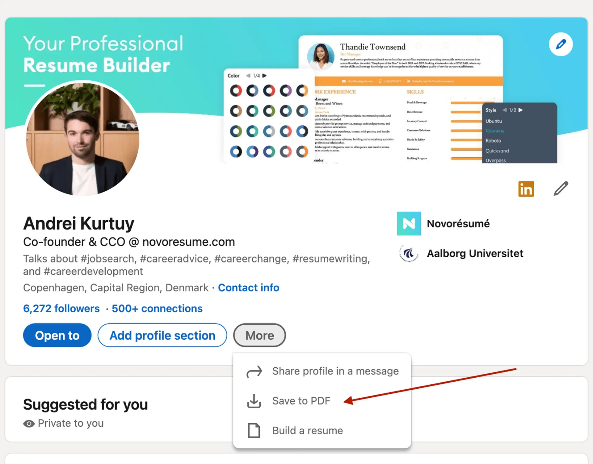 add resume linkedin drafts linkedin save to