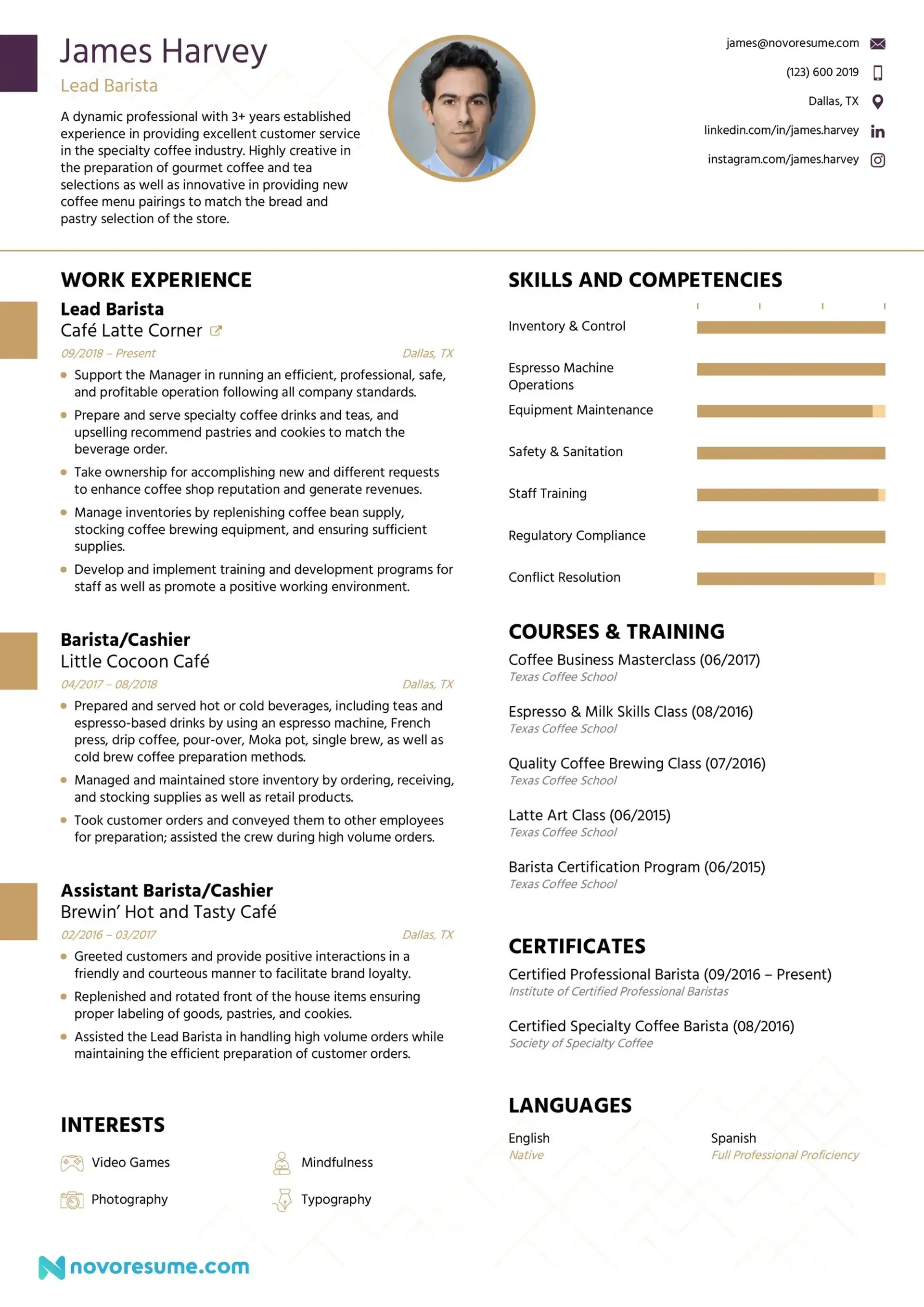 barista resume drafts barista