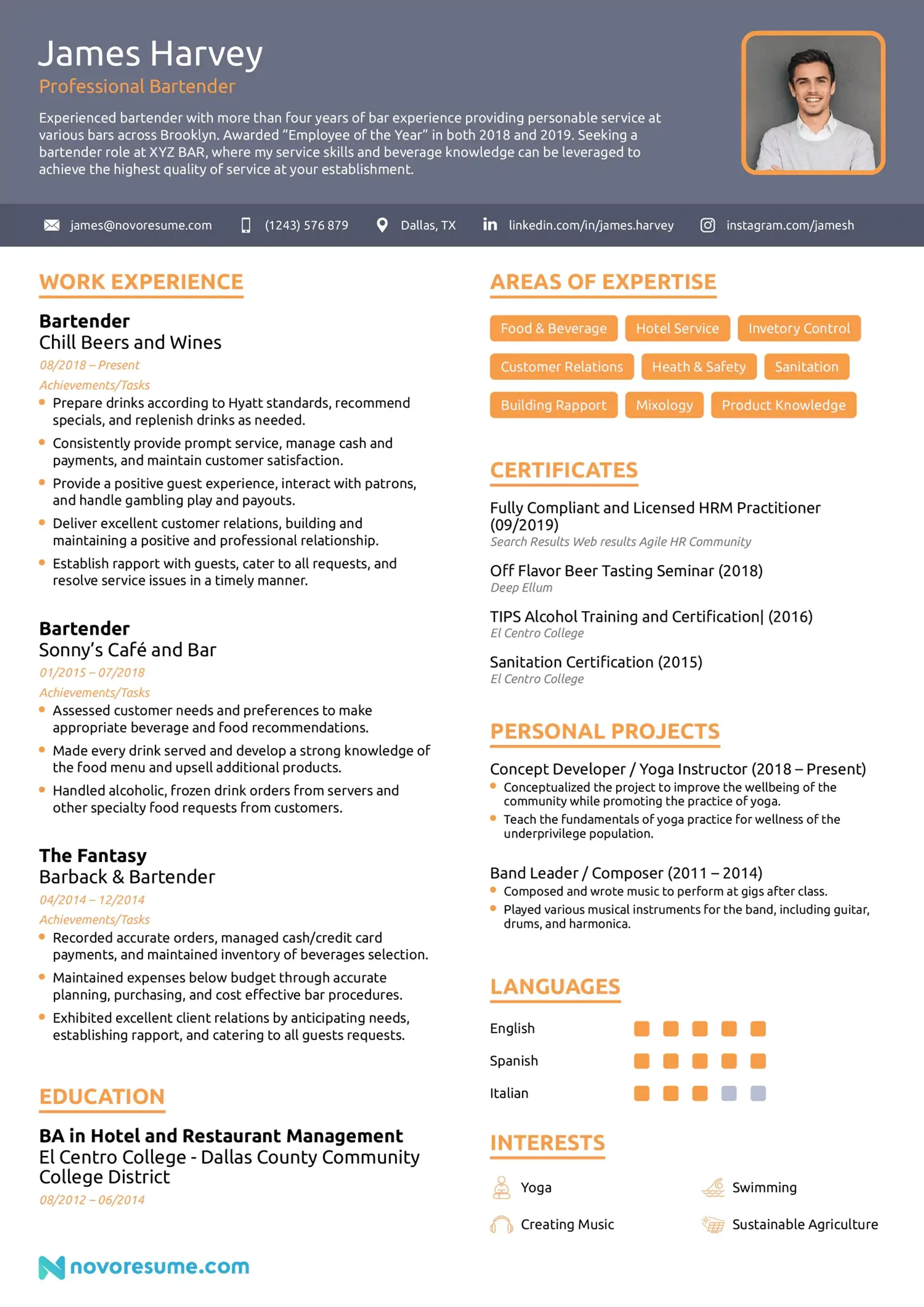 bartender resume drafts bartender resume