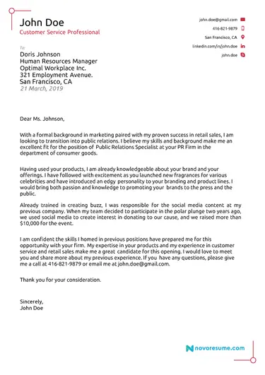 career change cover letter