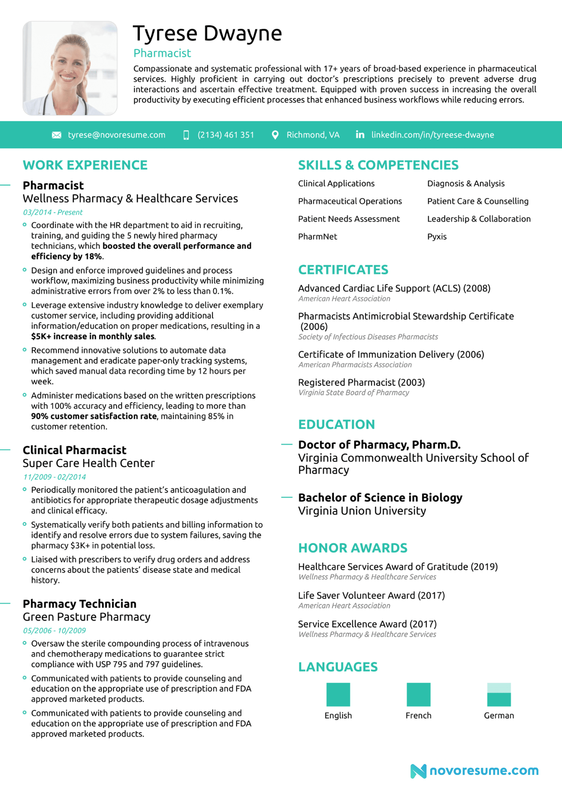 chronological resume drafts Pharmacist Chronological Resume
