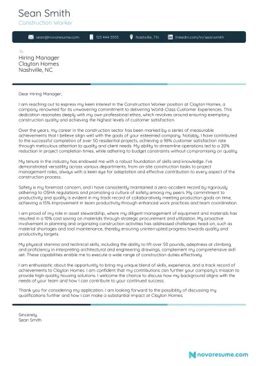 Construction Cover Letter