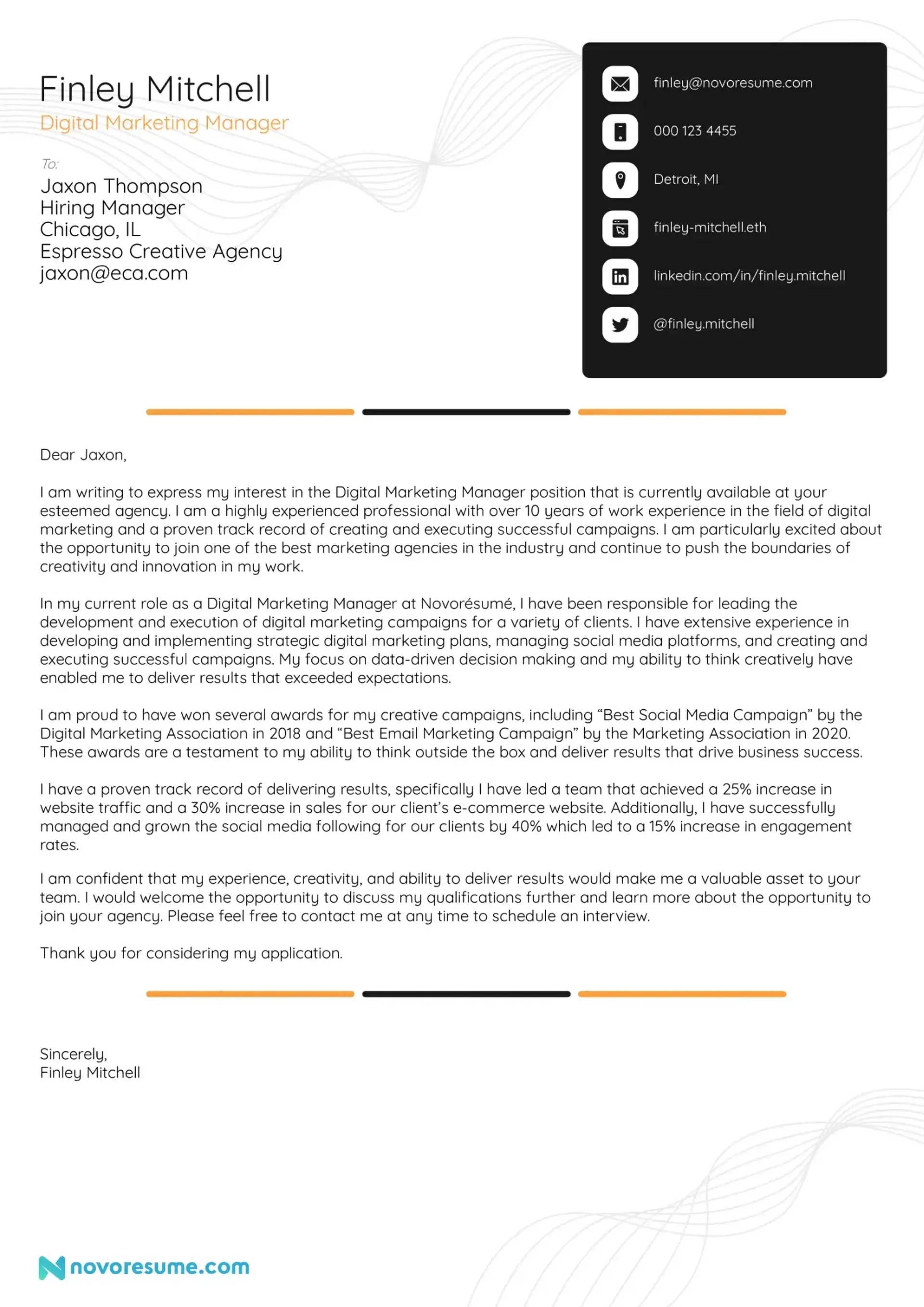 cover letter examples drafts Cover Letter Example for Digital
