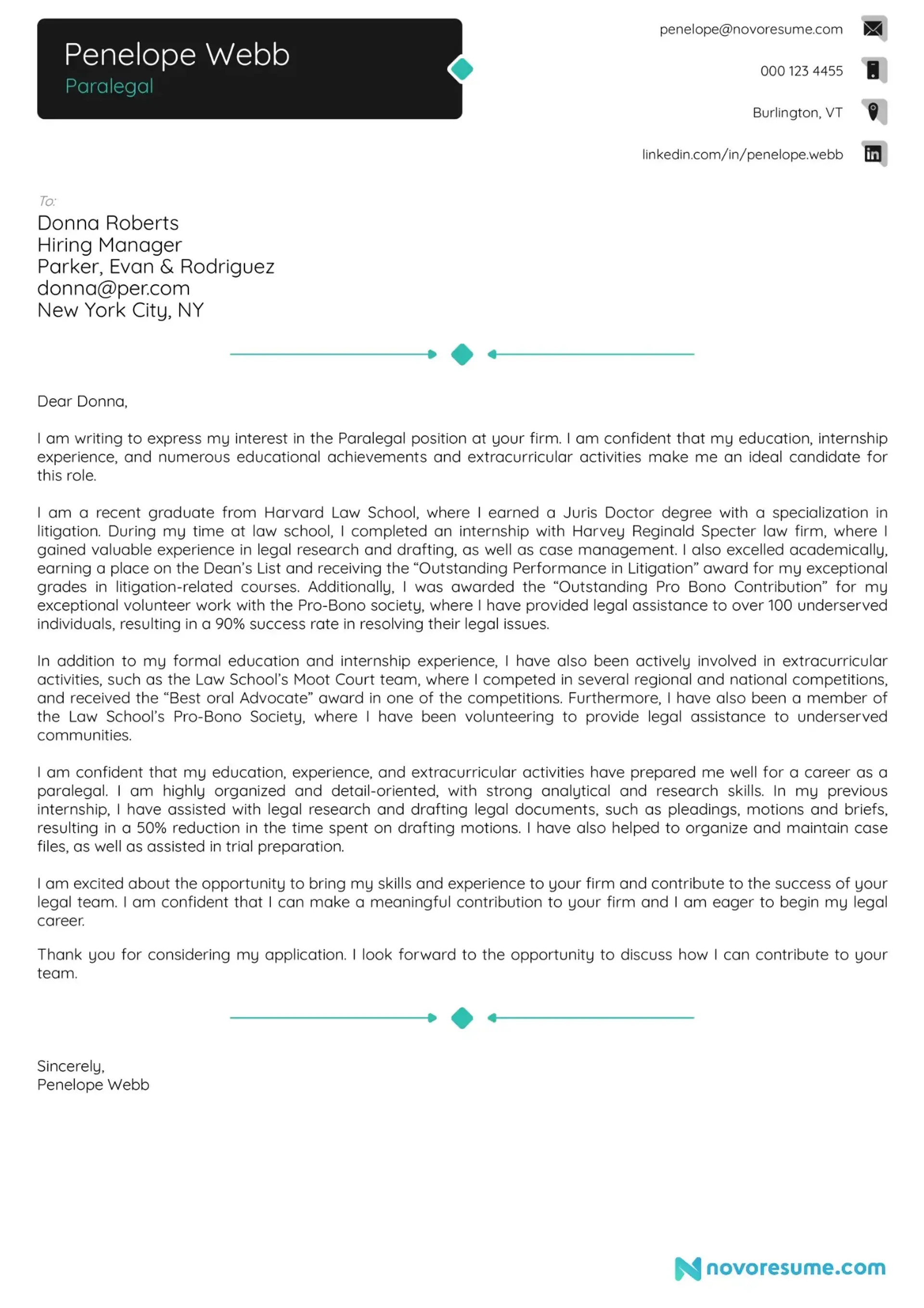 cover letter examples drafts Cover Letter Example for