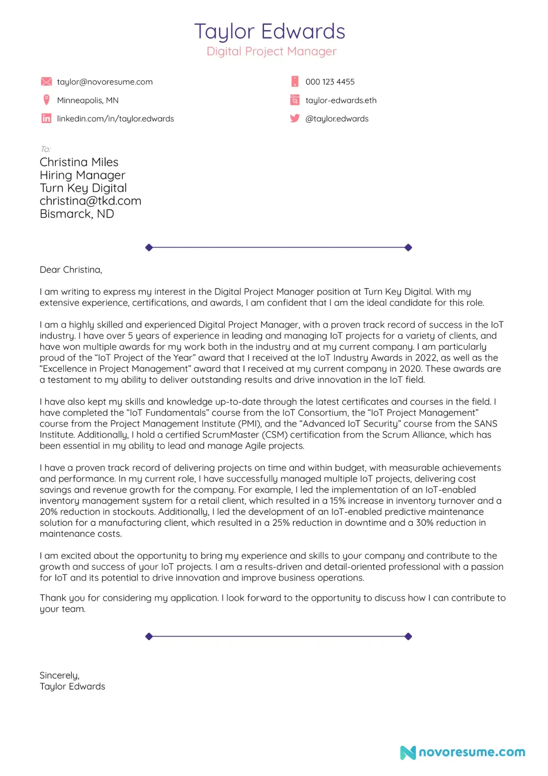 cover letter examples drafts Cover Letter Example for Project