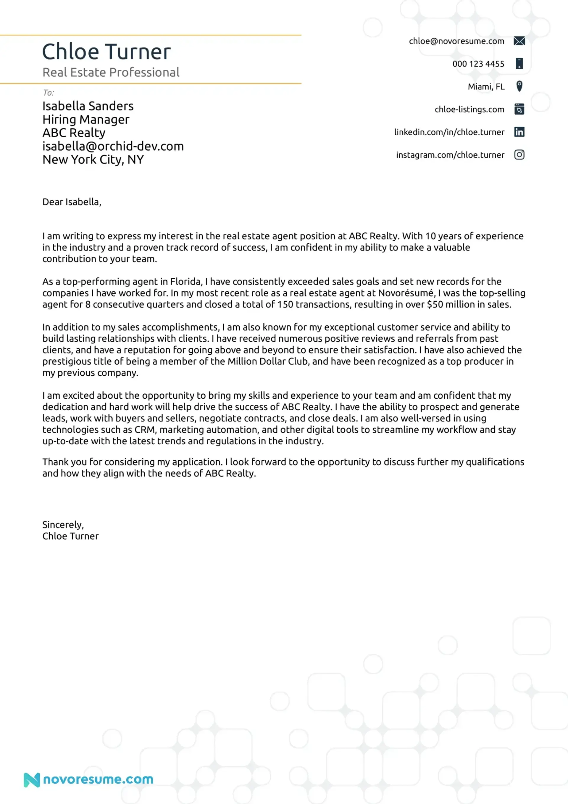 cover letter examples drafts Cover Letter Example for Real Estate