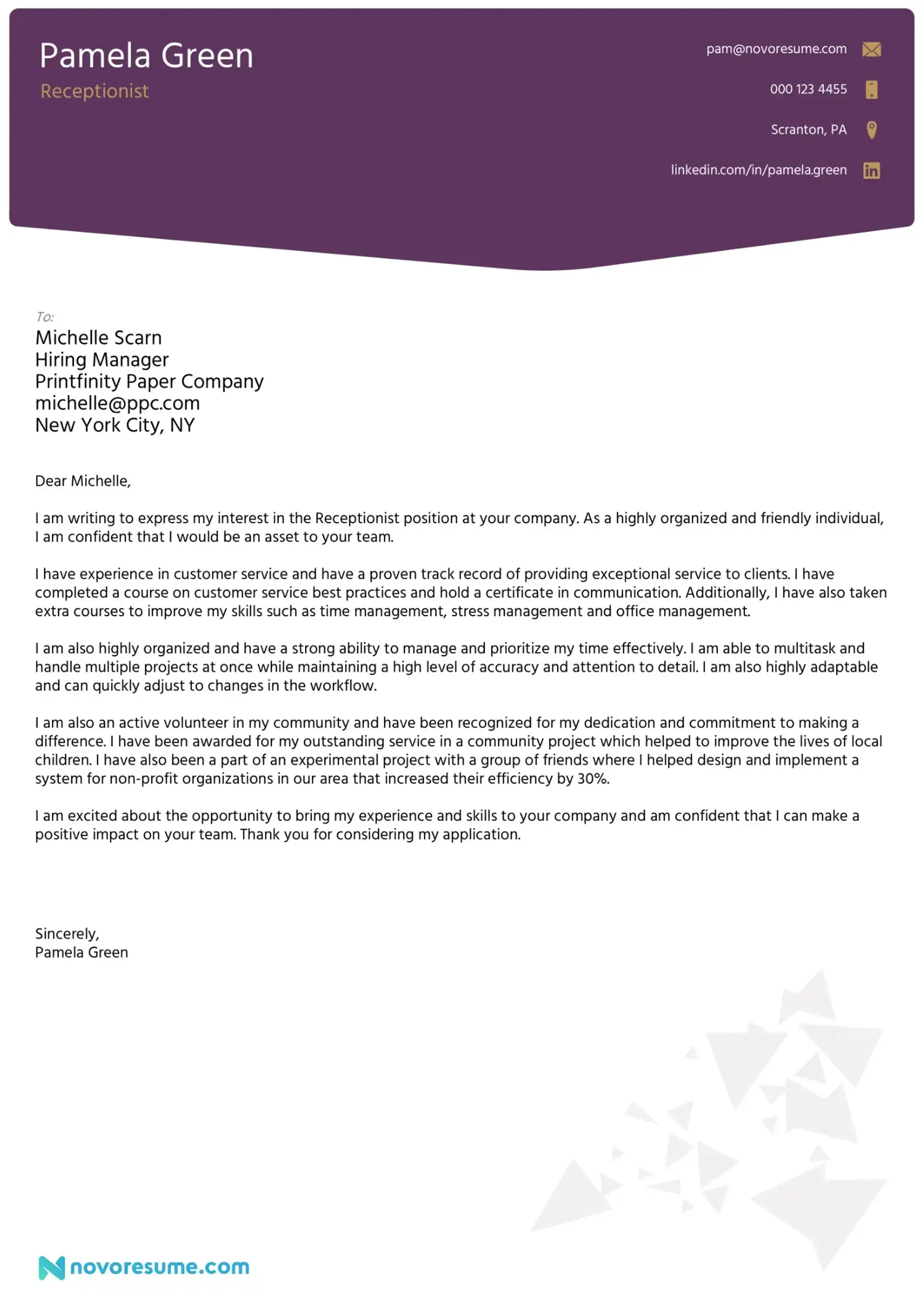 cover letter examples drafts Cover Letter Example for