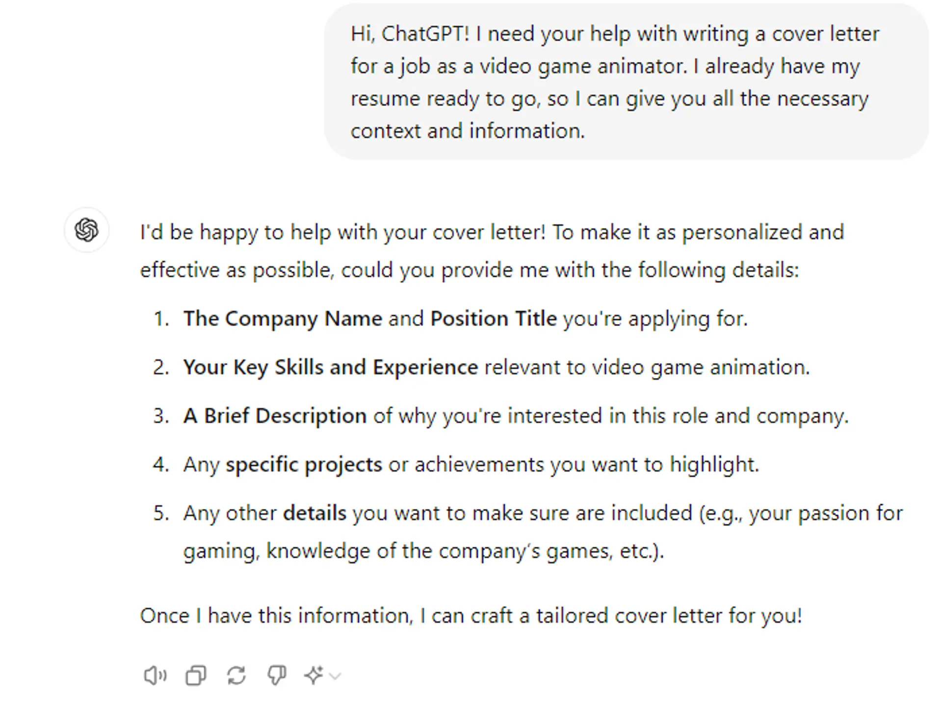 create a cover letter with chatgpt drafts chatgpt detaild cover letter