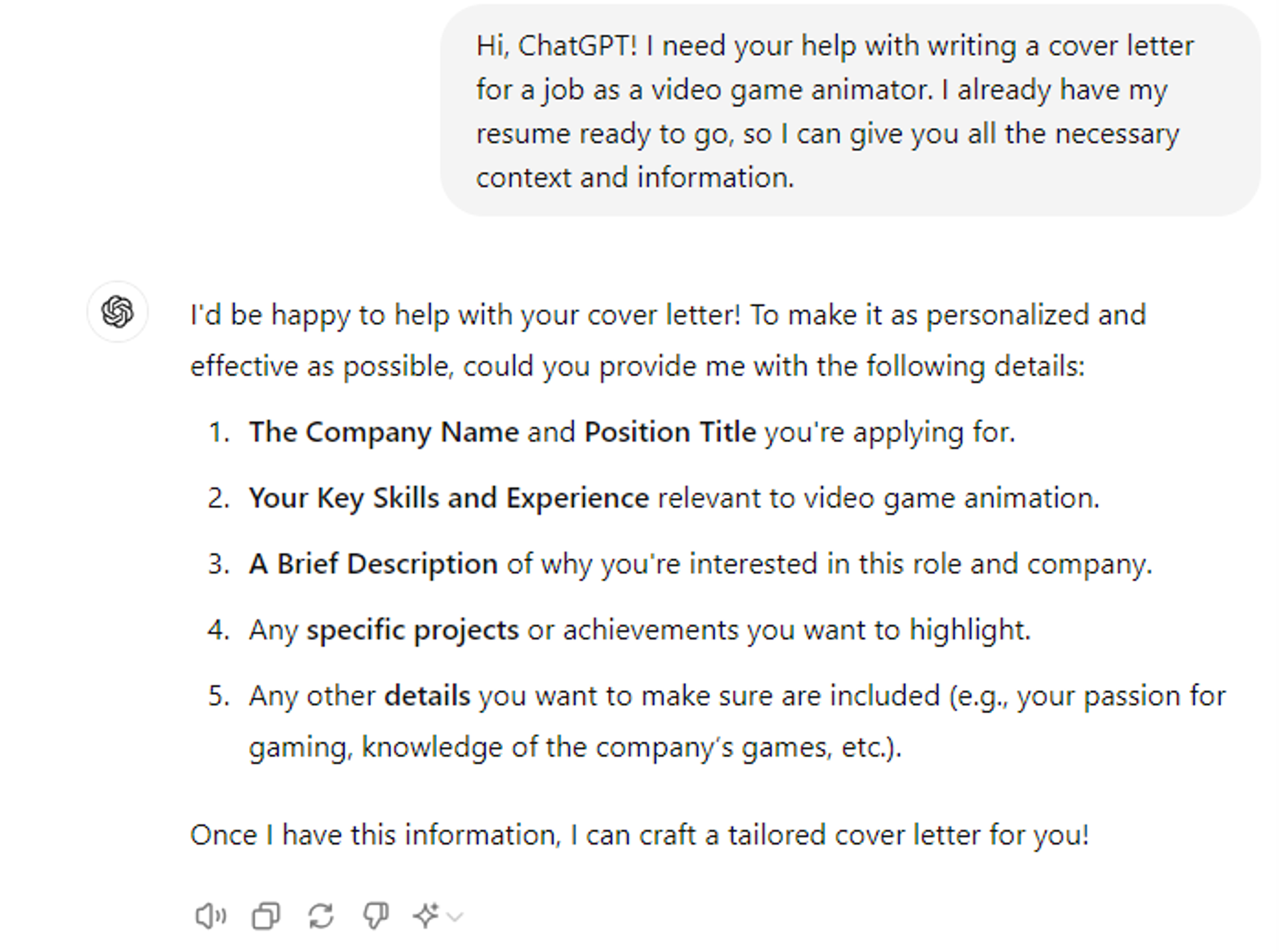 create a cover letter with chatgpt drafts chatgpt detaild cover letter