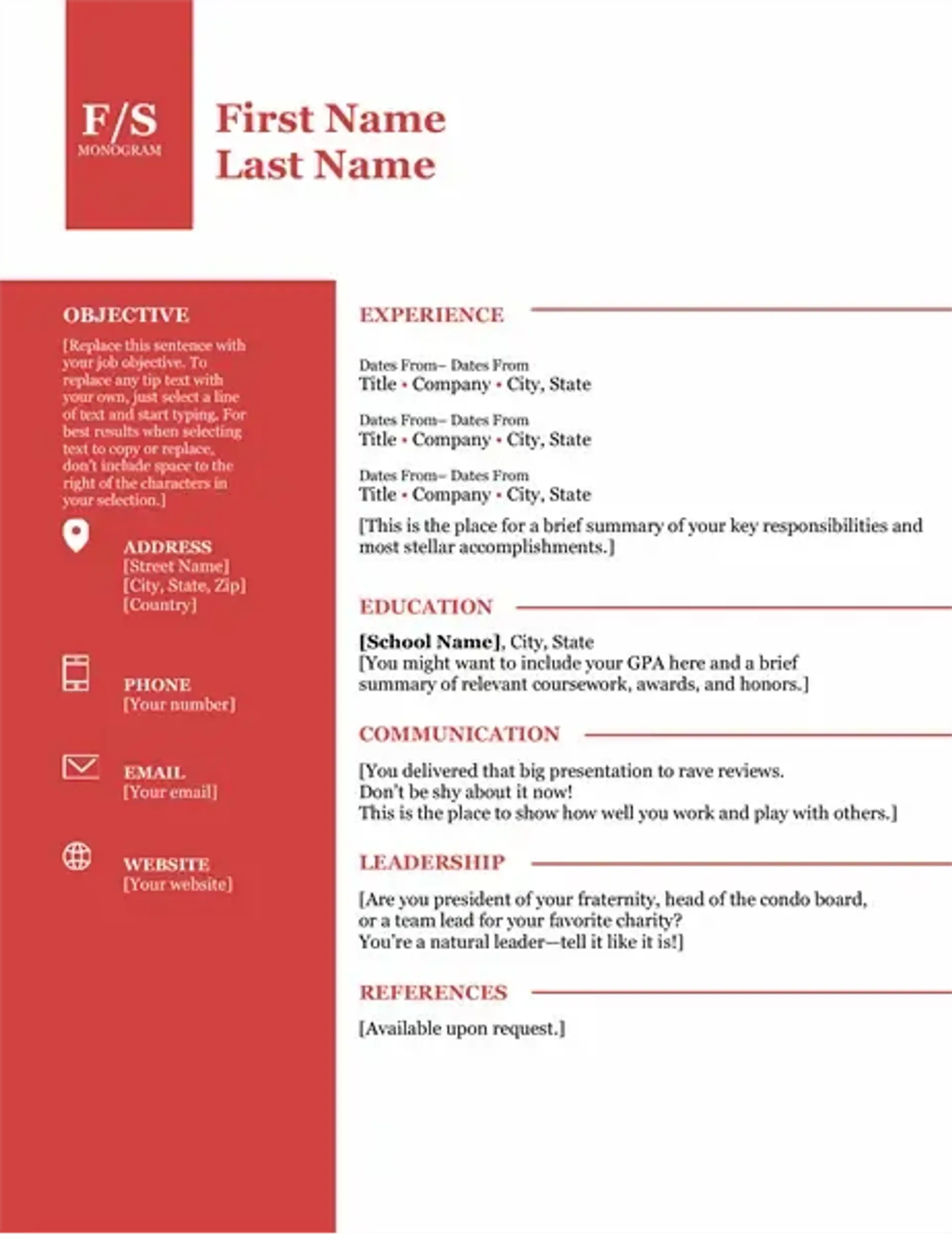 creative resume templates drafts Bold Monogram Resume by