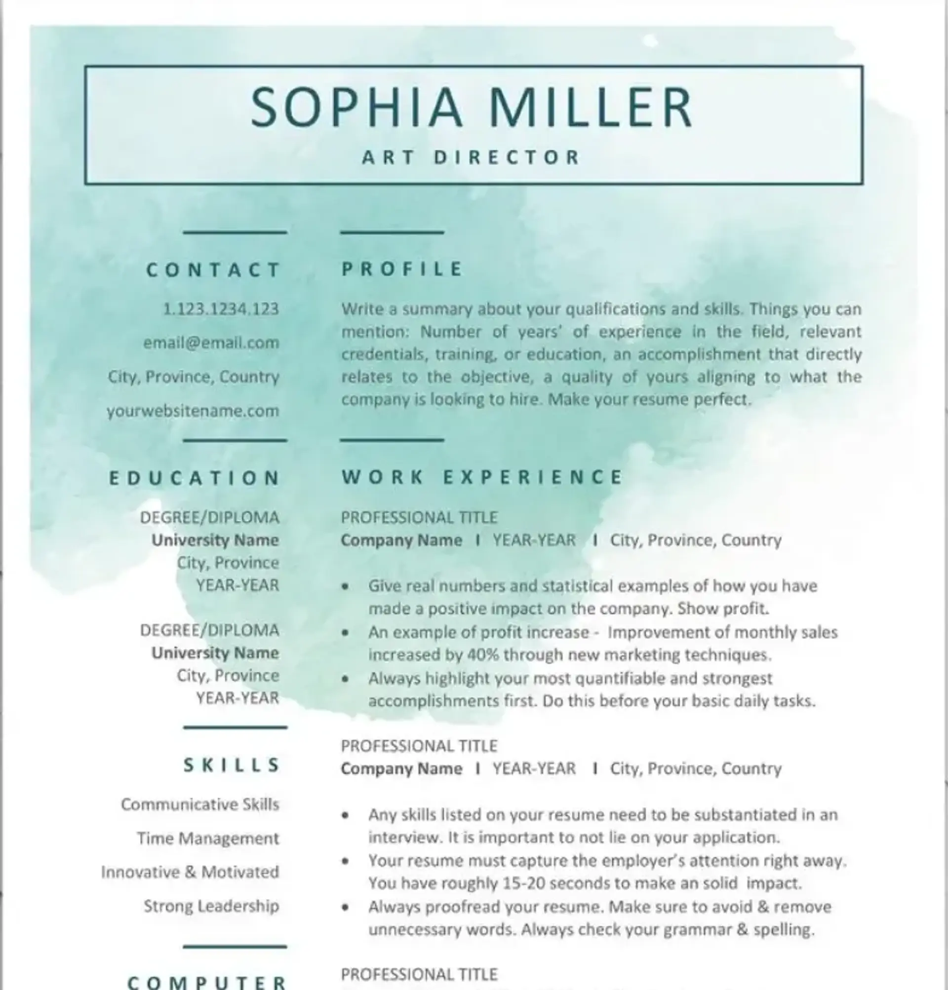 creative resume templates drafts creative watercolor resume