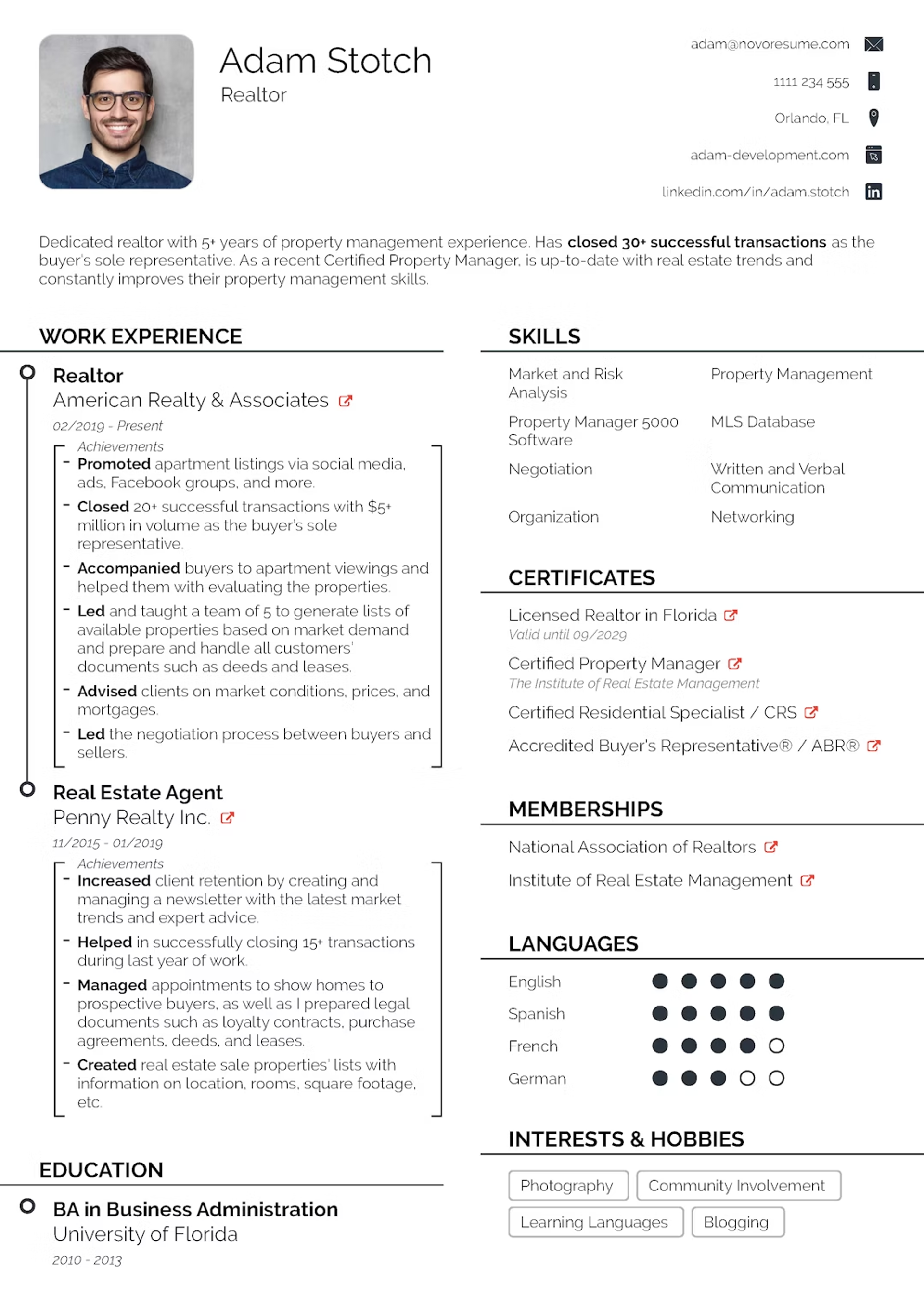 cv format drafts modern CV