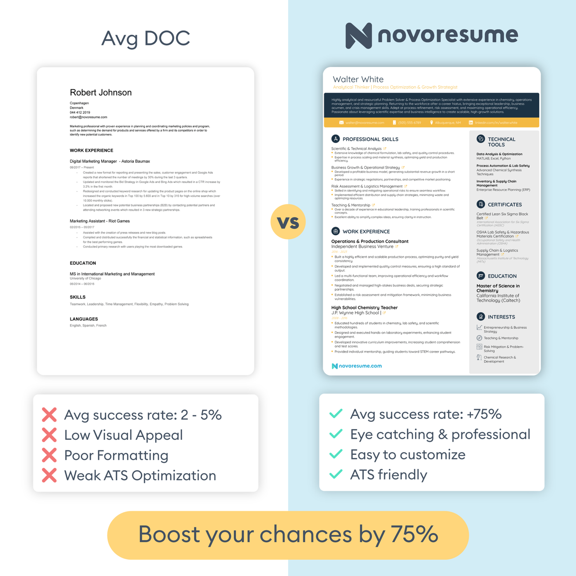 cv format drafts novoresume vs regular