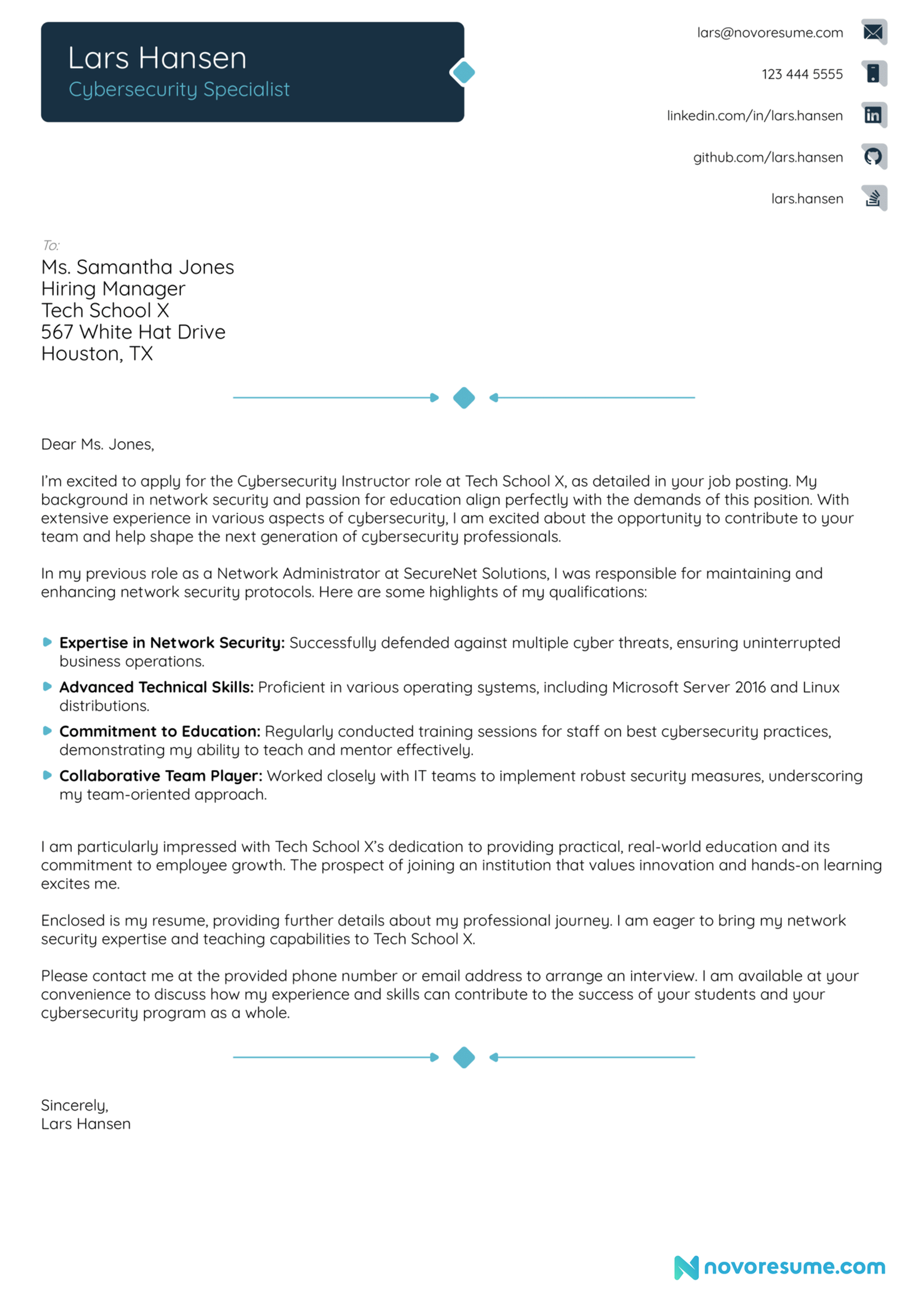 cybersecurity resume example drafts cybersecurity cover letter