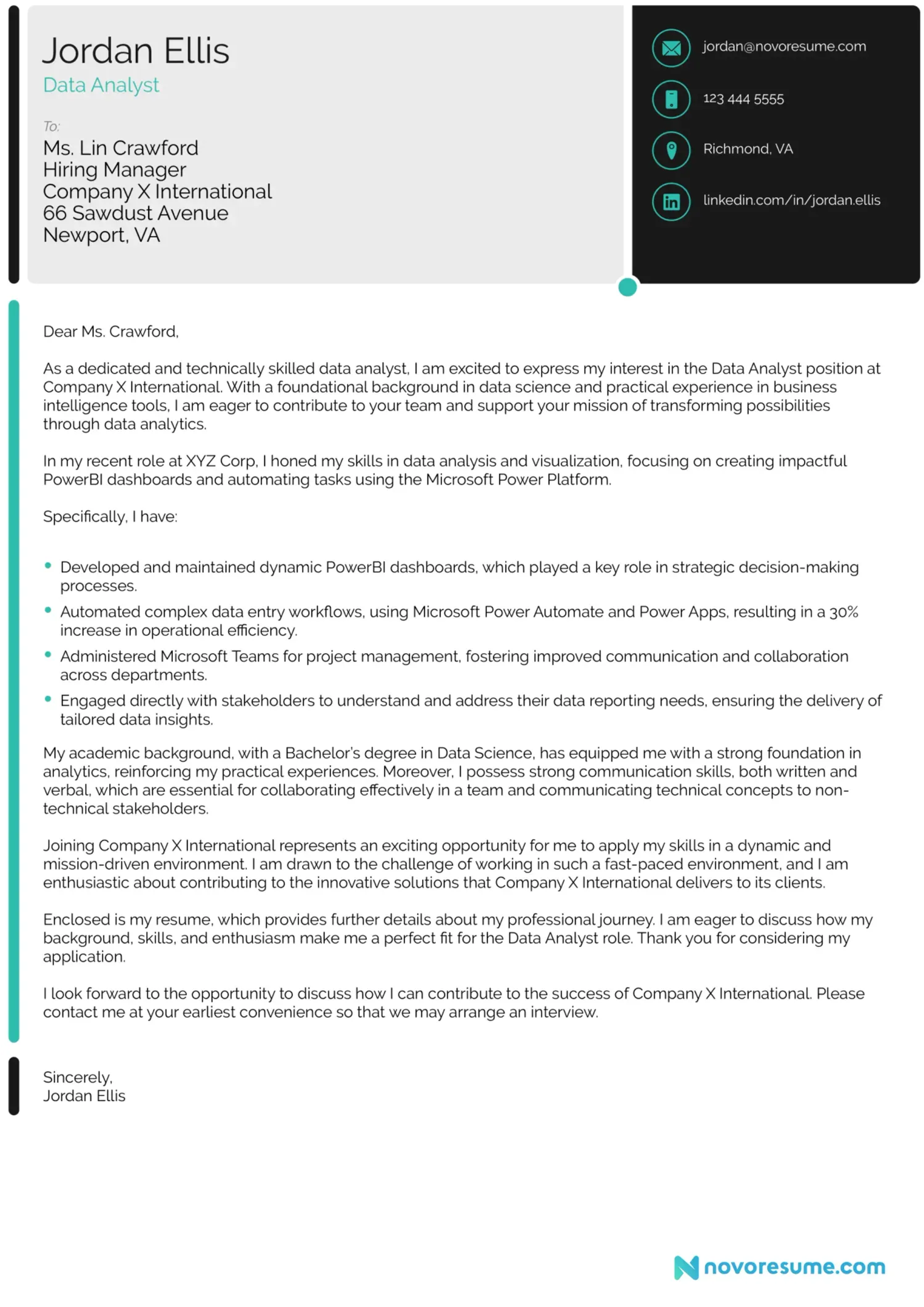 data analyst cover letter examples drafts Data Analyst Cover Letter