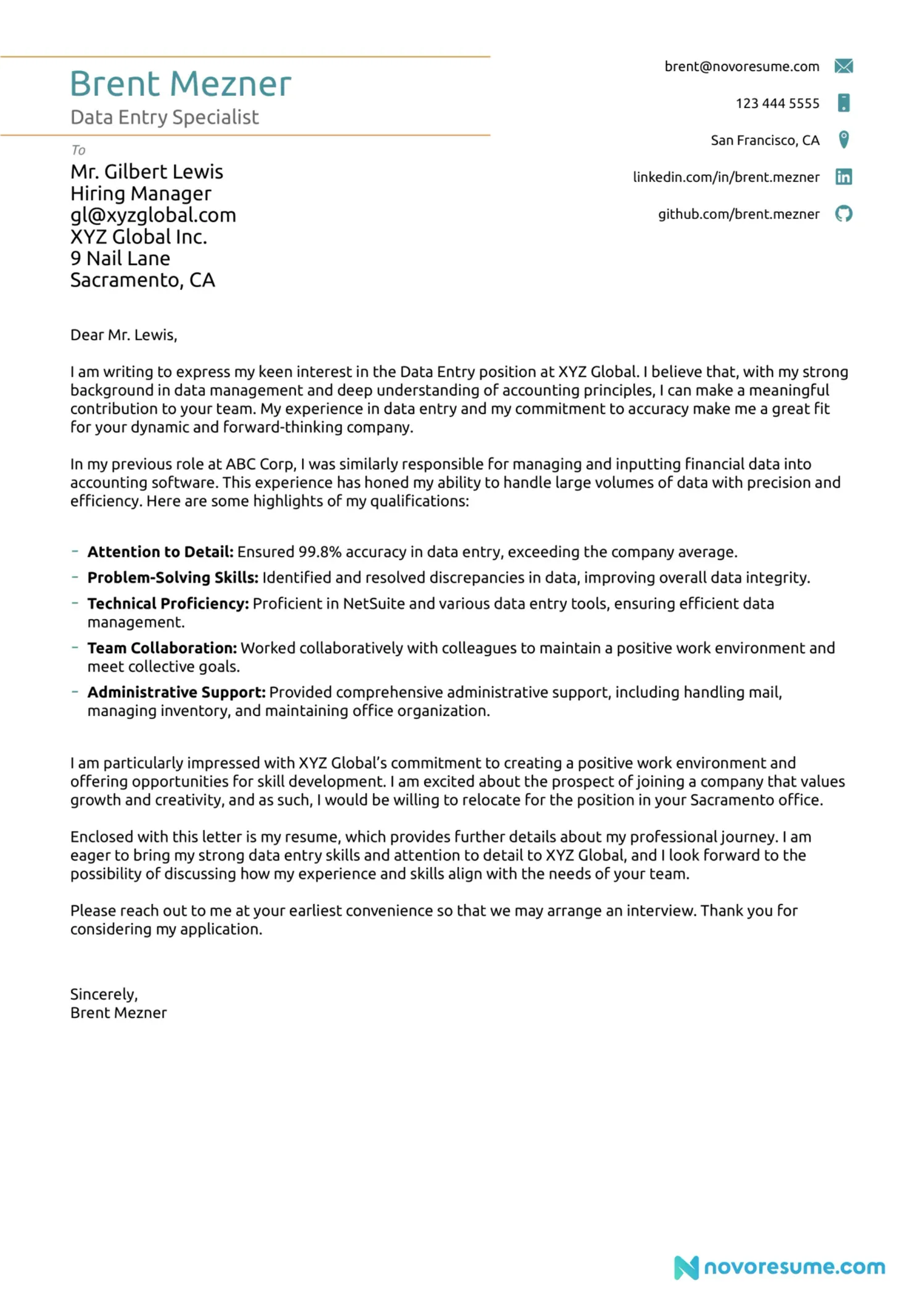 data entry cover letter examples drafts Data Entry Cover Letter