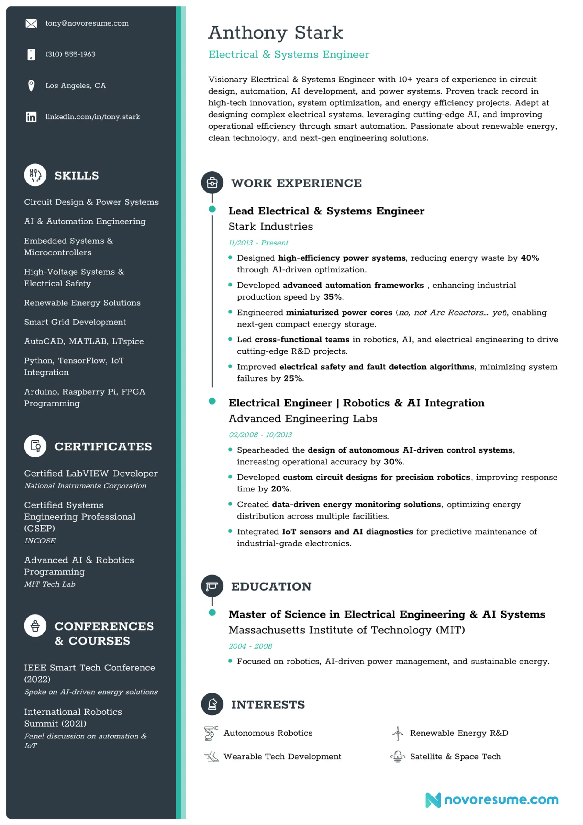 electrical engineer resume example drafts Electrical Engineer Resume