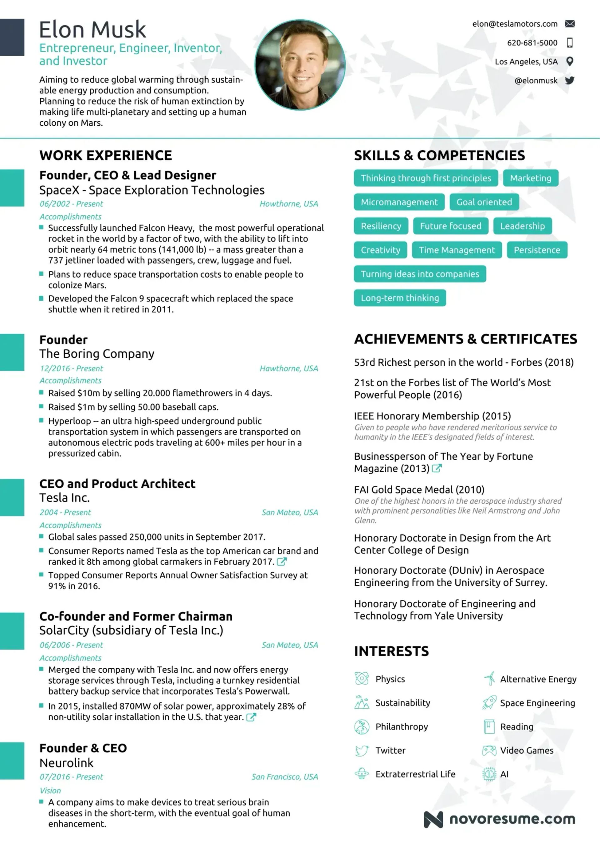 elon musk one page resume drafts elon musk