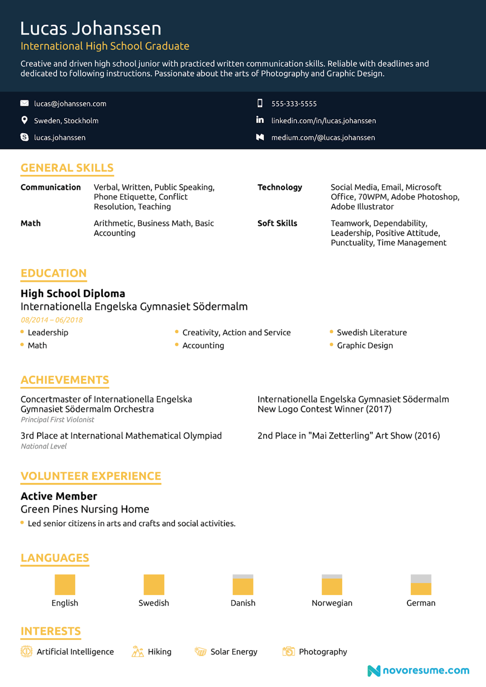 european cv format drafts High School CV