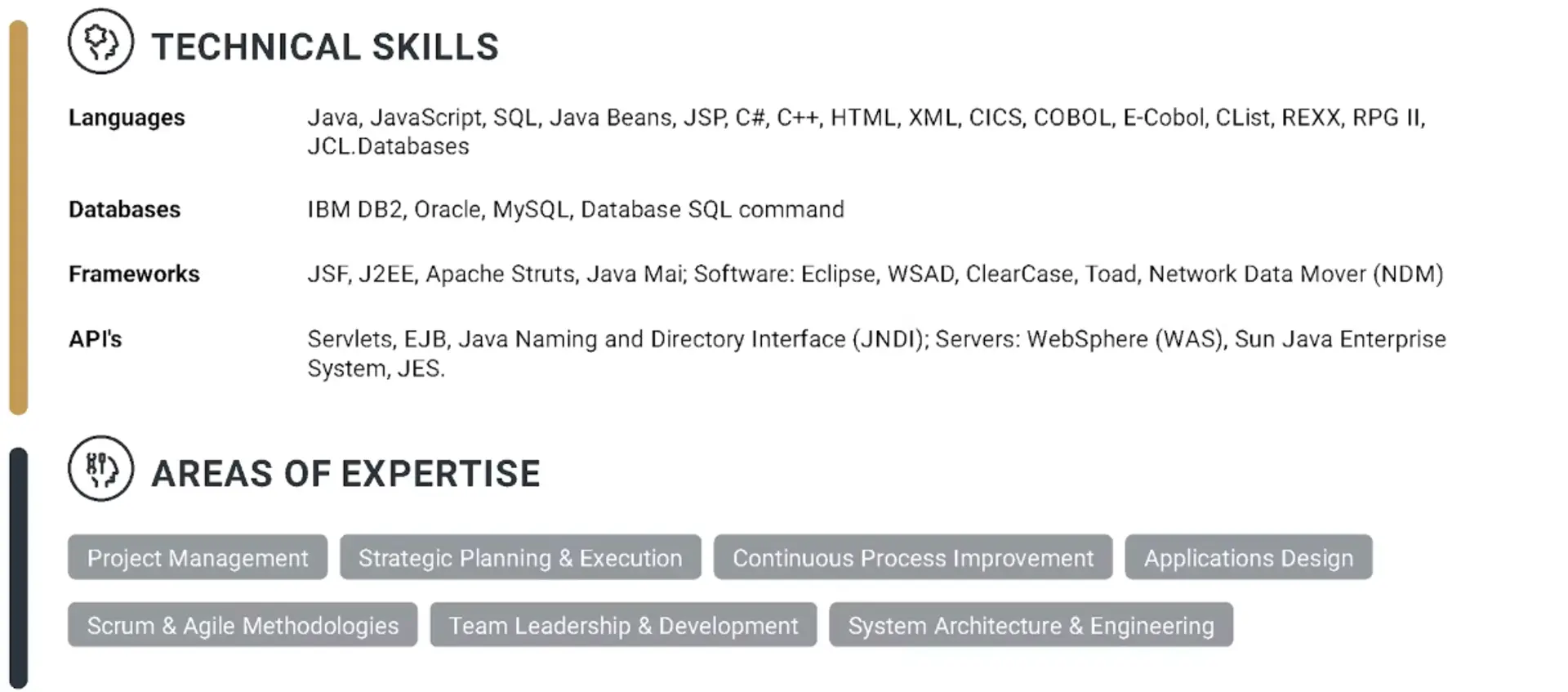 european cv format drafts Java developer CV