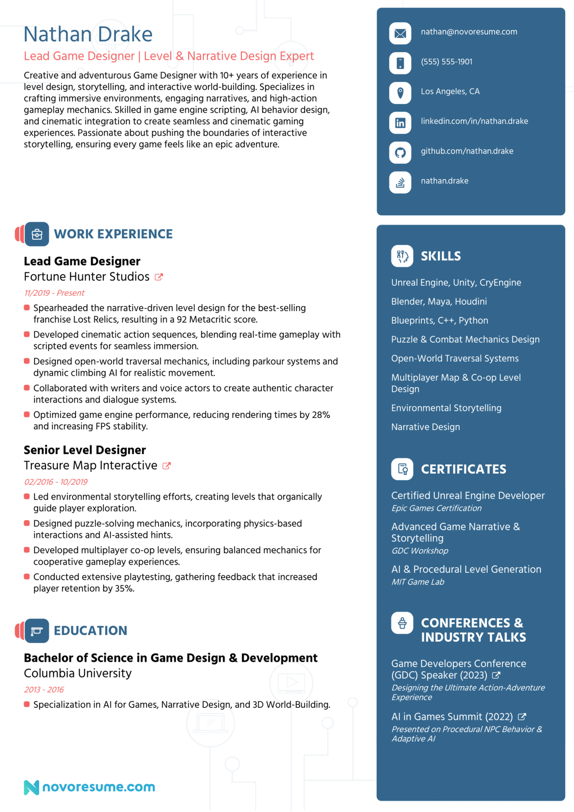 game designer resume example drafts Game Designer Resume