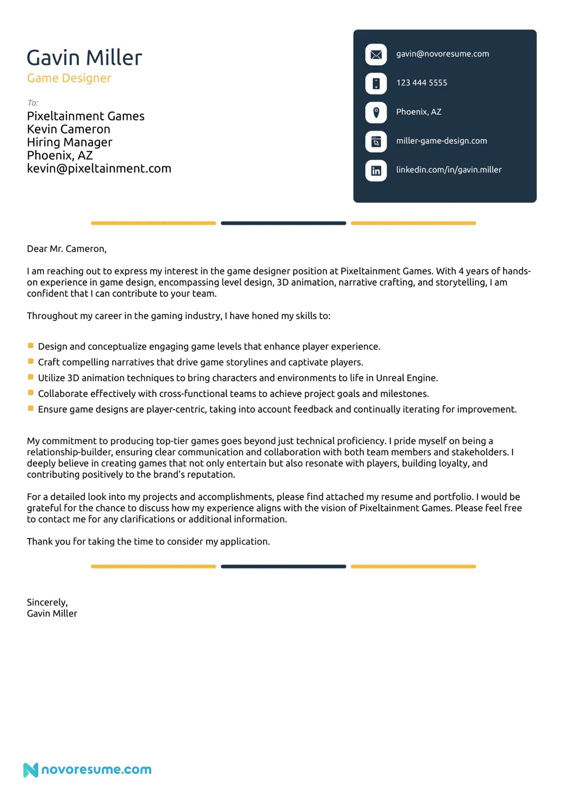 game designer resume example drafts game designer cover lettter