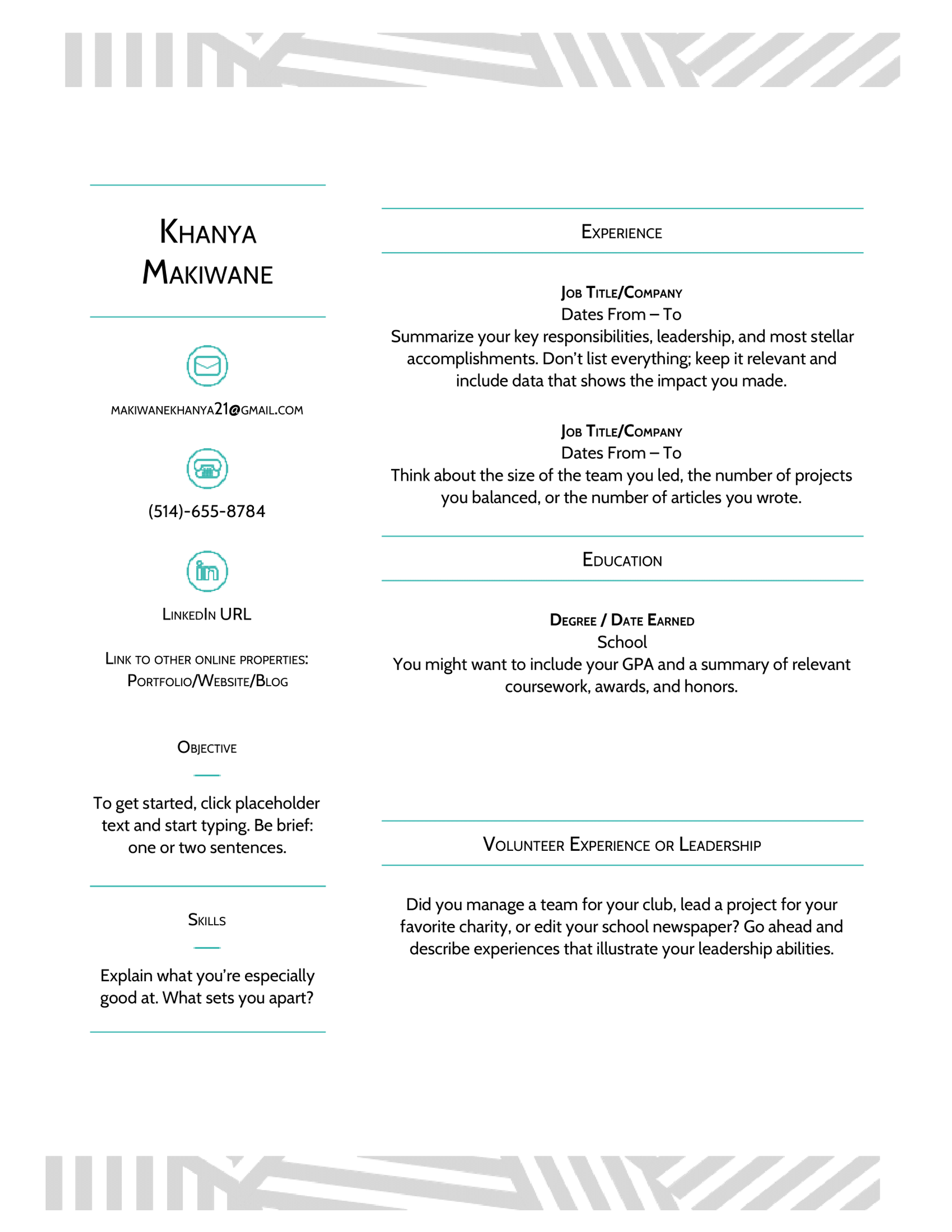 google docs resume templates drafts Border Design Google Docs Resume