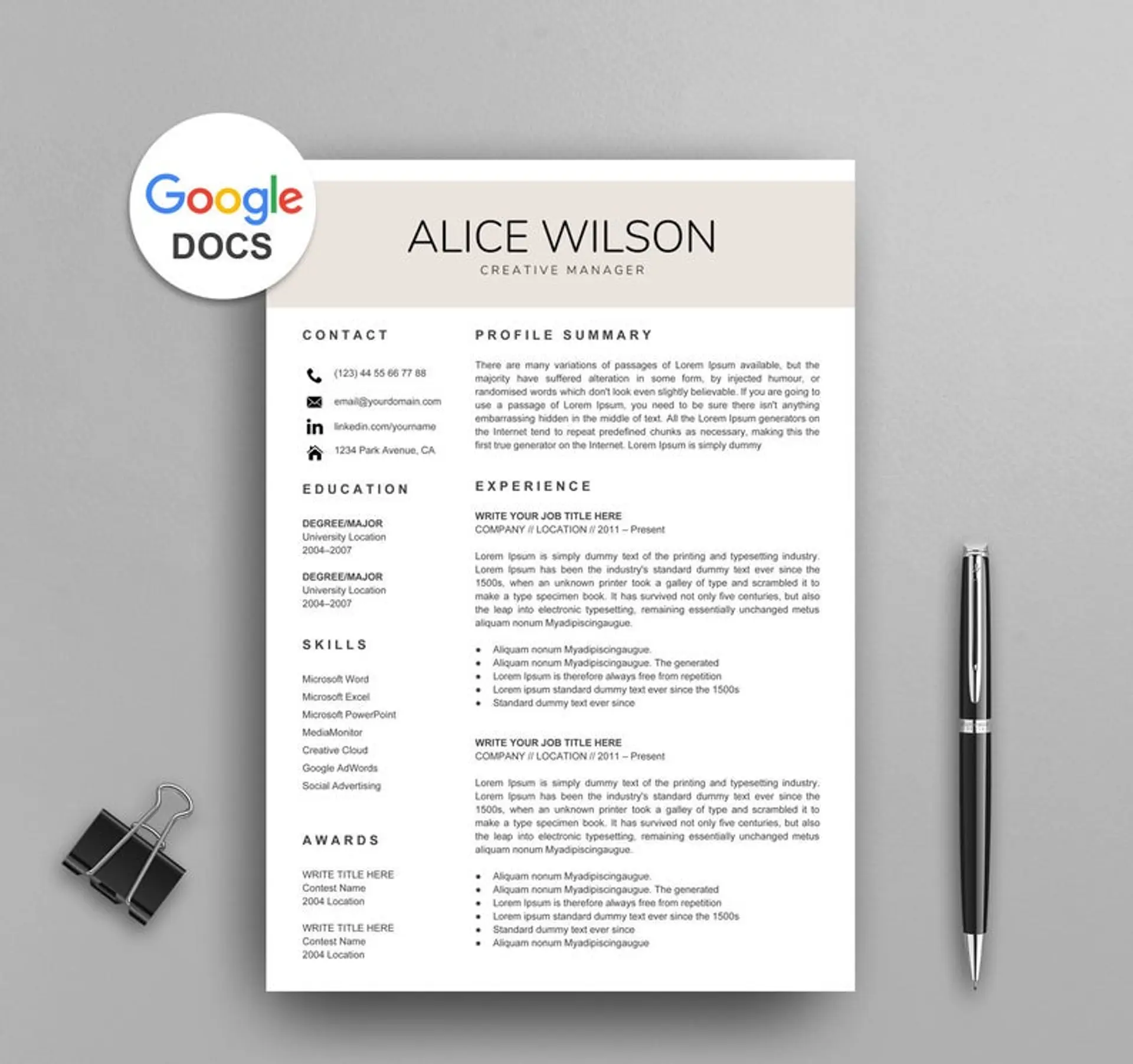 google docs resume templates drafts Creative Google Docs Resume
