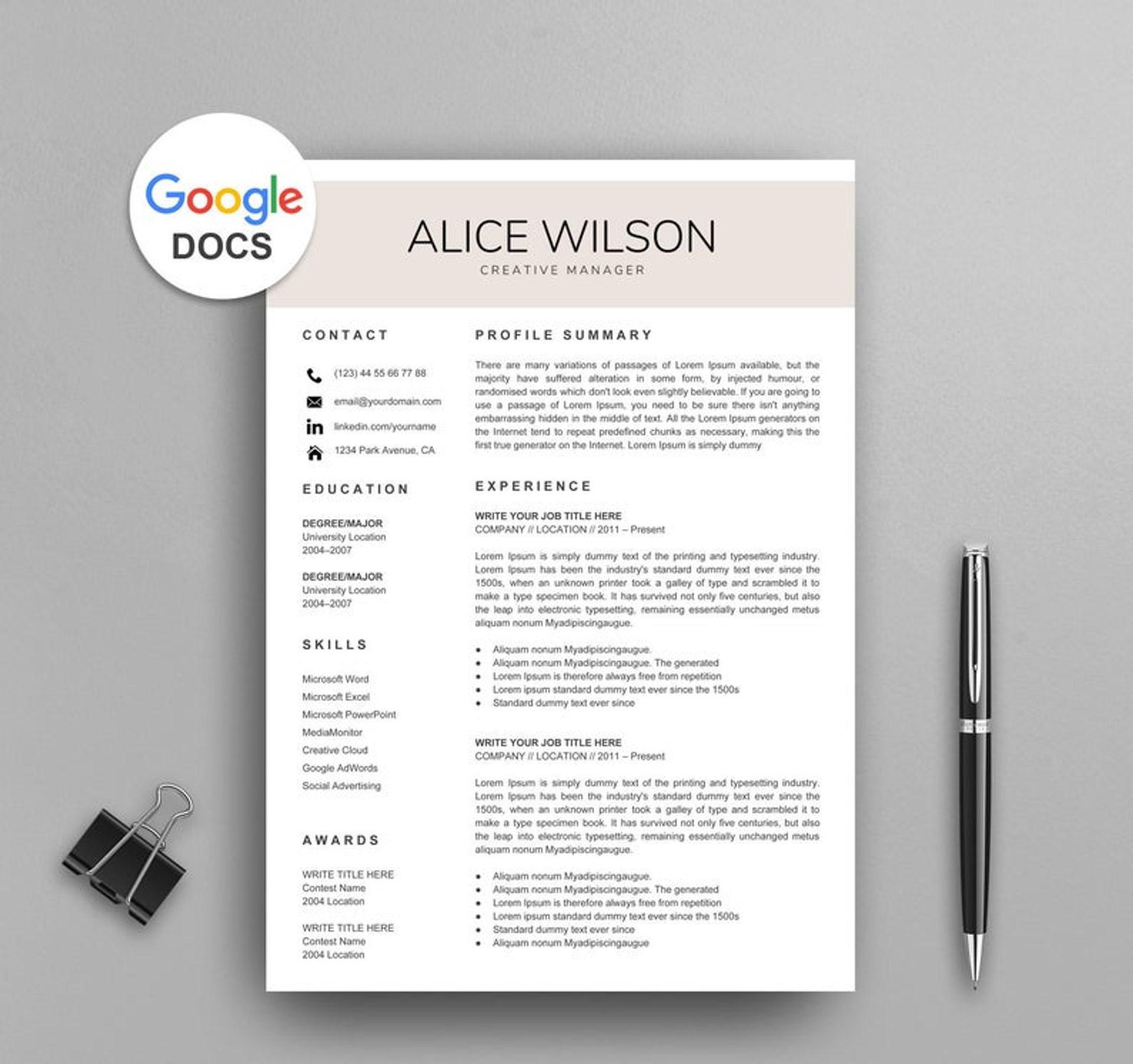 google docs resume templates drafts Creative Google Docs Resume