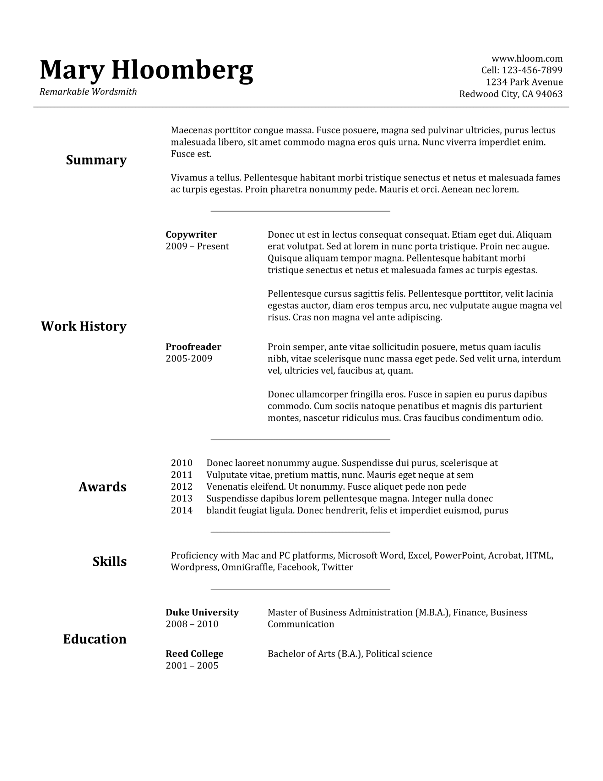 google docs resume templates drafts Goldfish Bowl Google Docs Resume