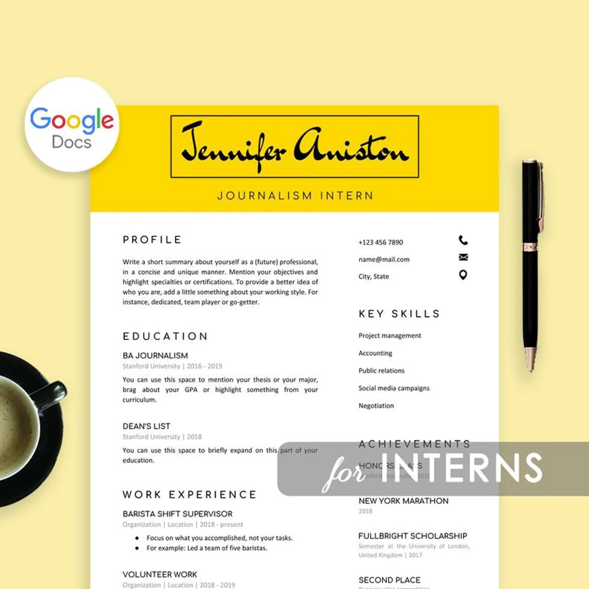 google docs resume templates drafts Intern Google Docs Resume