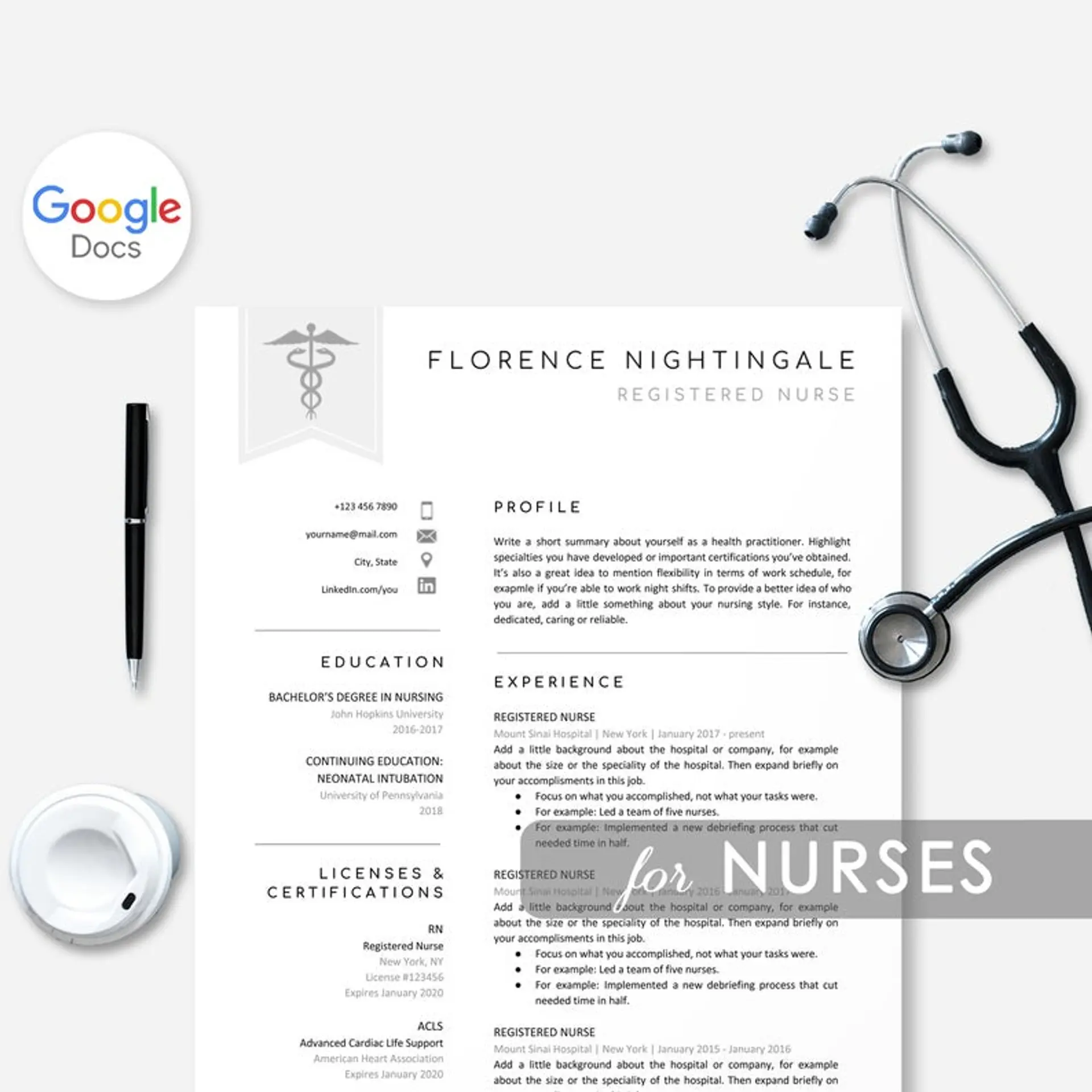google docs resume templates drafts Nurse Google Docs Resume
