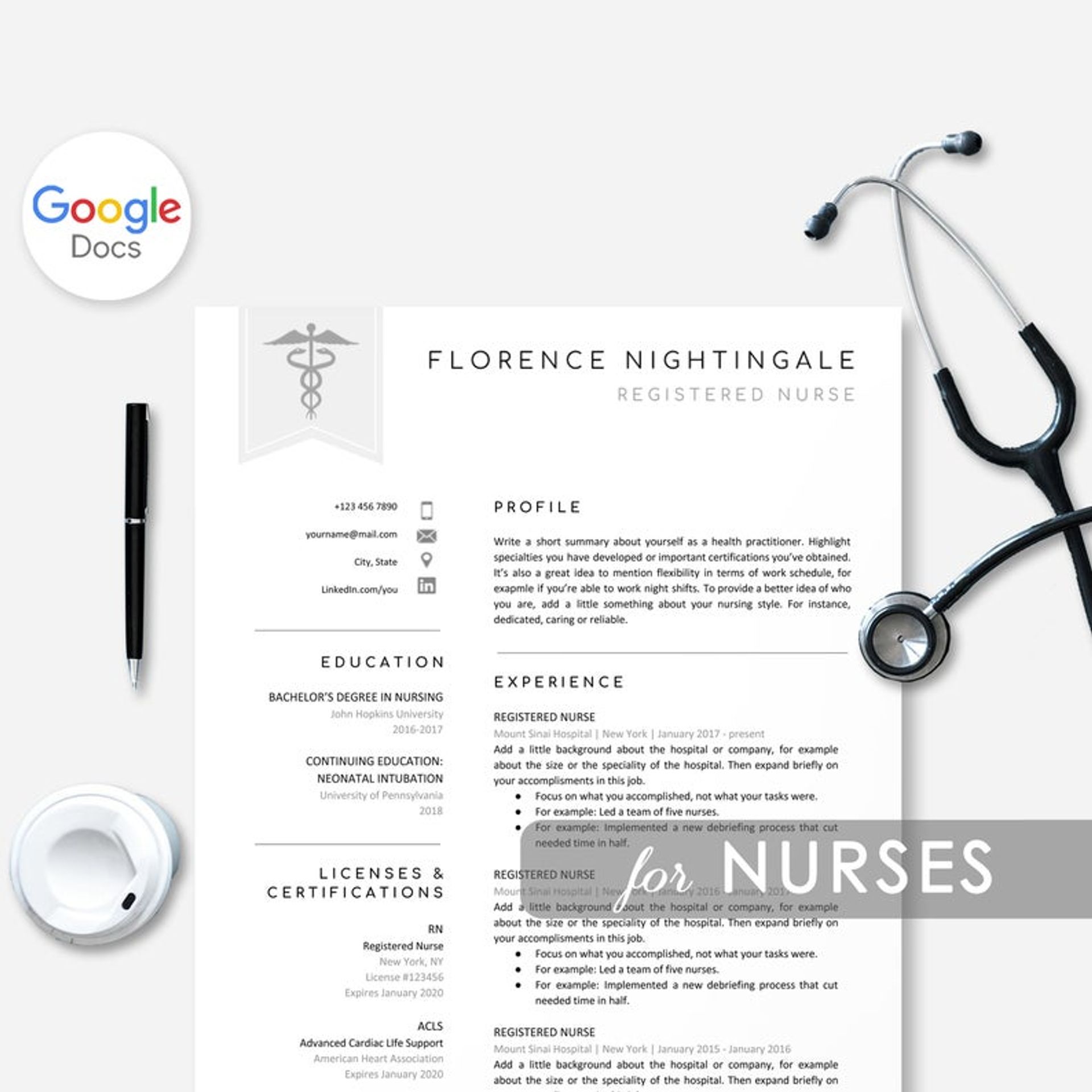google docs resume templates drafts Nurse Google Docs Resume