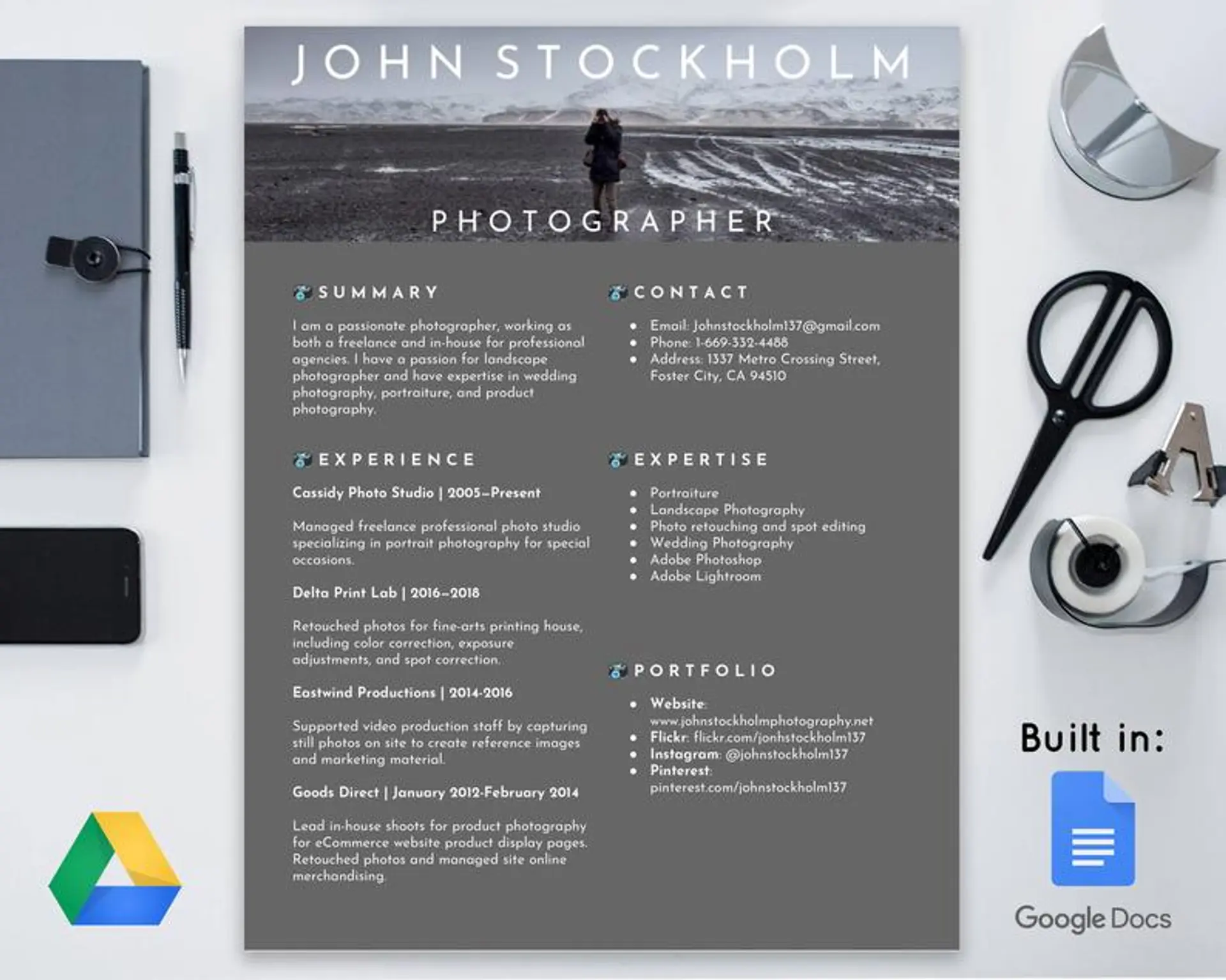 google docs resume templates drafts Photographer Google Docs Resume