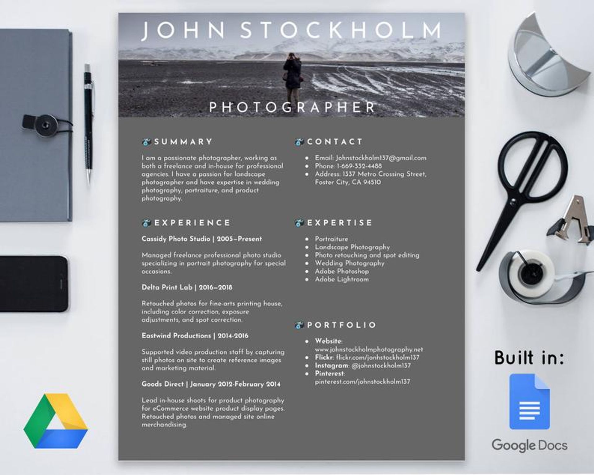 google docs resume templates drafts Photographer Google Docs Resume
