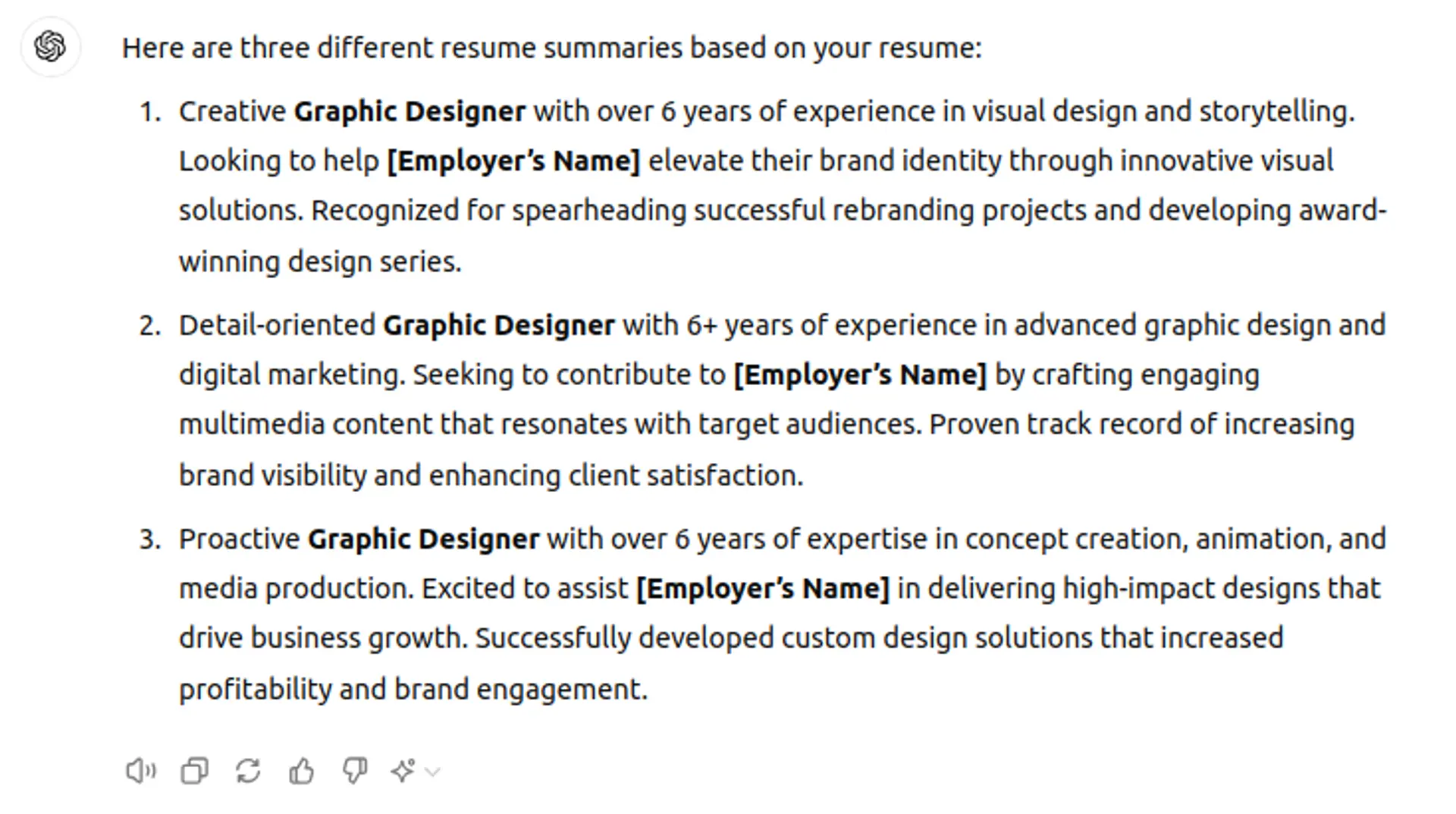 how to create a resume with chatgpt drafts Resume Summary Template with