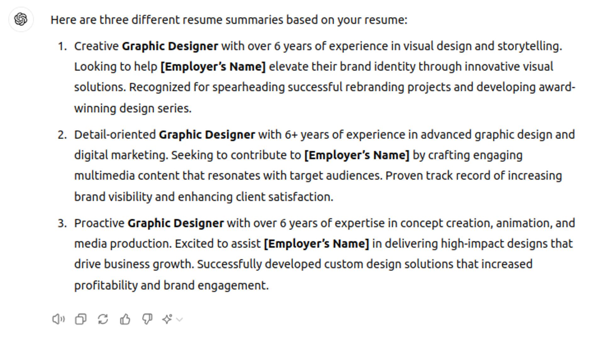 how to create a resume with chatgpt drafts Resume Summary Template with