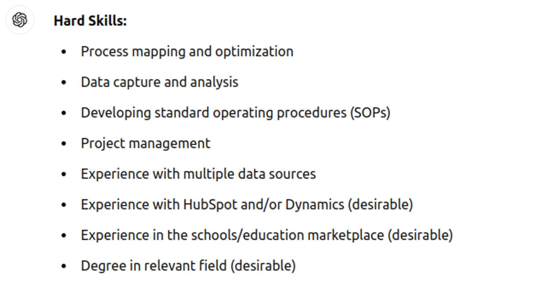 how to create a resume with chatgpt drafts identify hard and soft skills for a job with