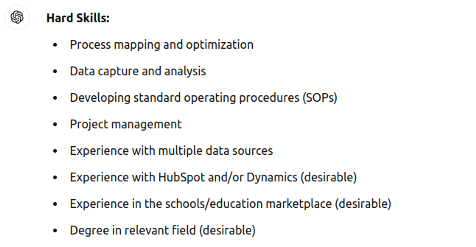 how to create a resume with chatgpt drafts identify hard and soft skills for a job with