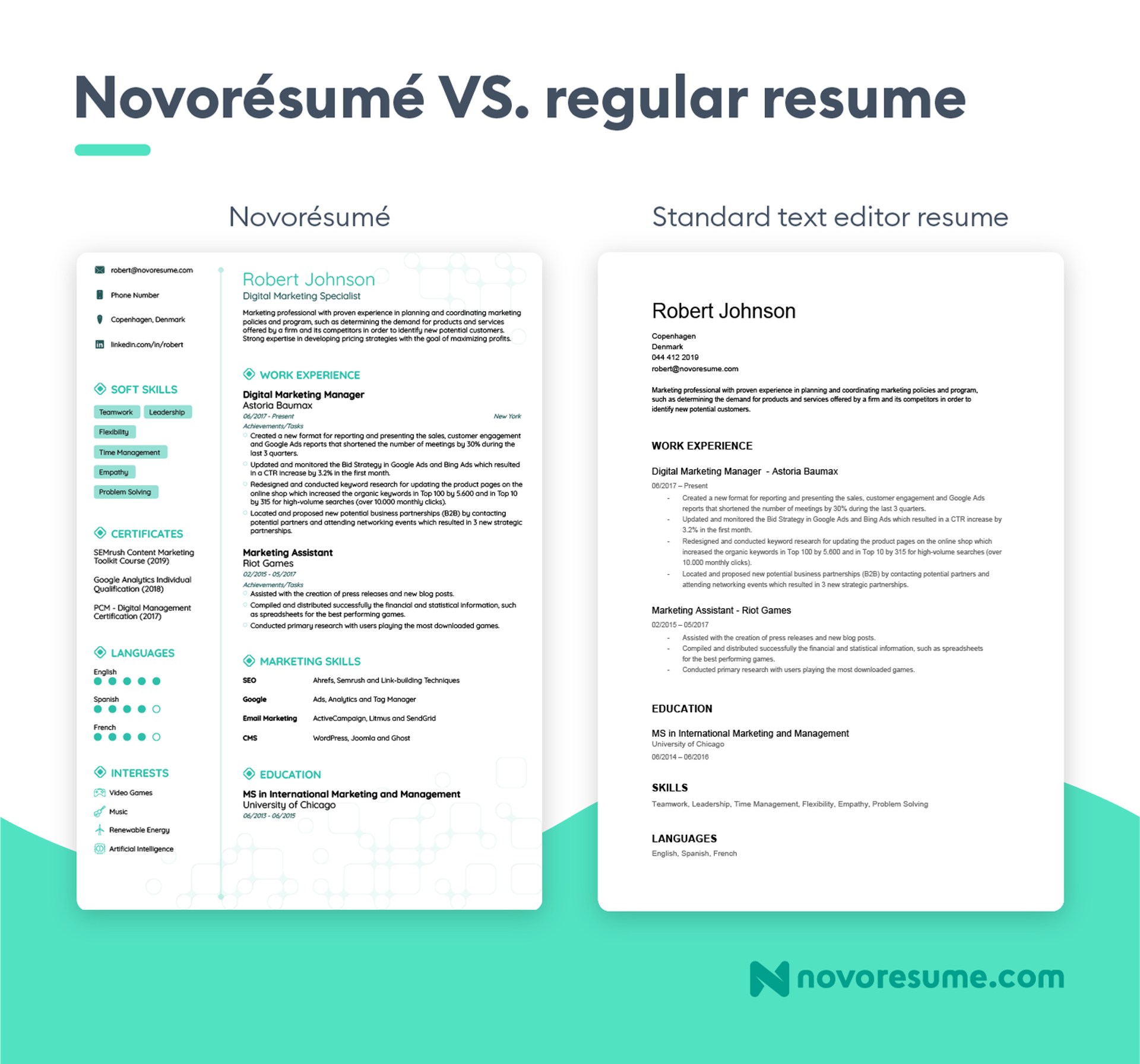 how to get your cv noticed drafts black and white vs novoresume