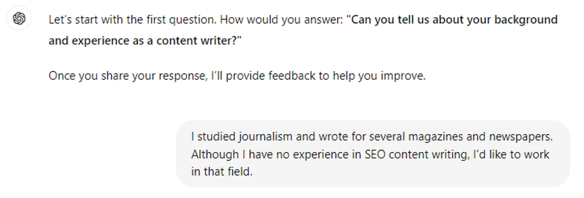 how to use chatgpt to find a job drafts ChatGPT Job Interview Prep