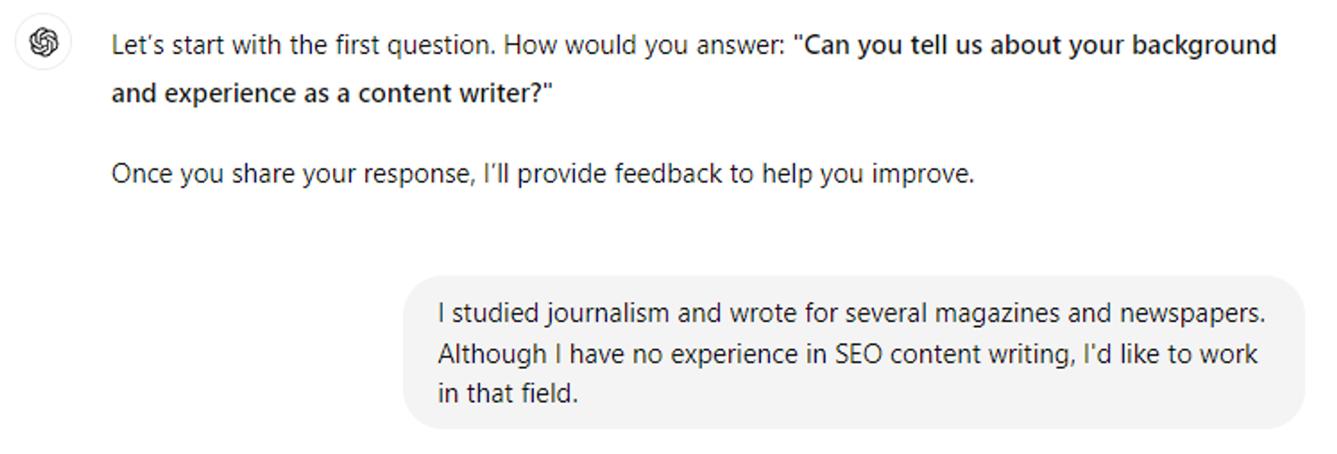how to use chatgpt to find a job drafts ChatGPT Job Interview Prep