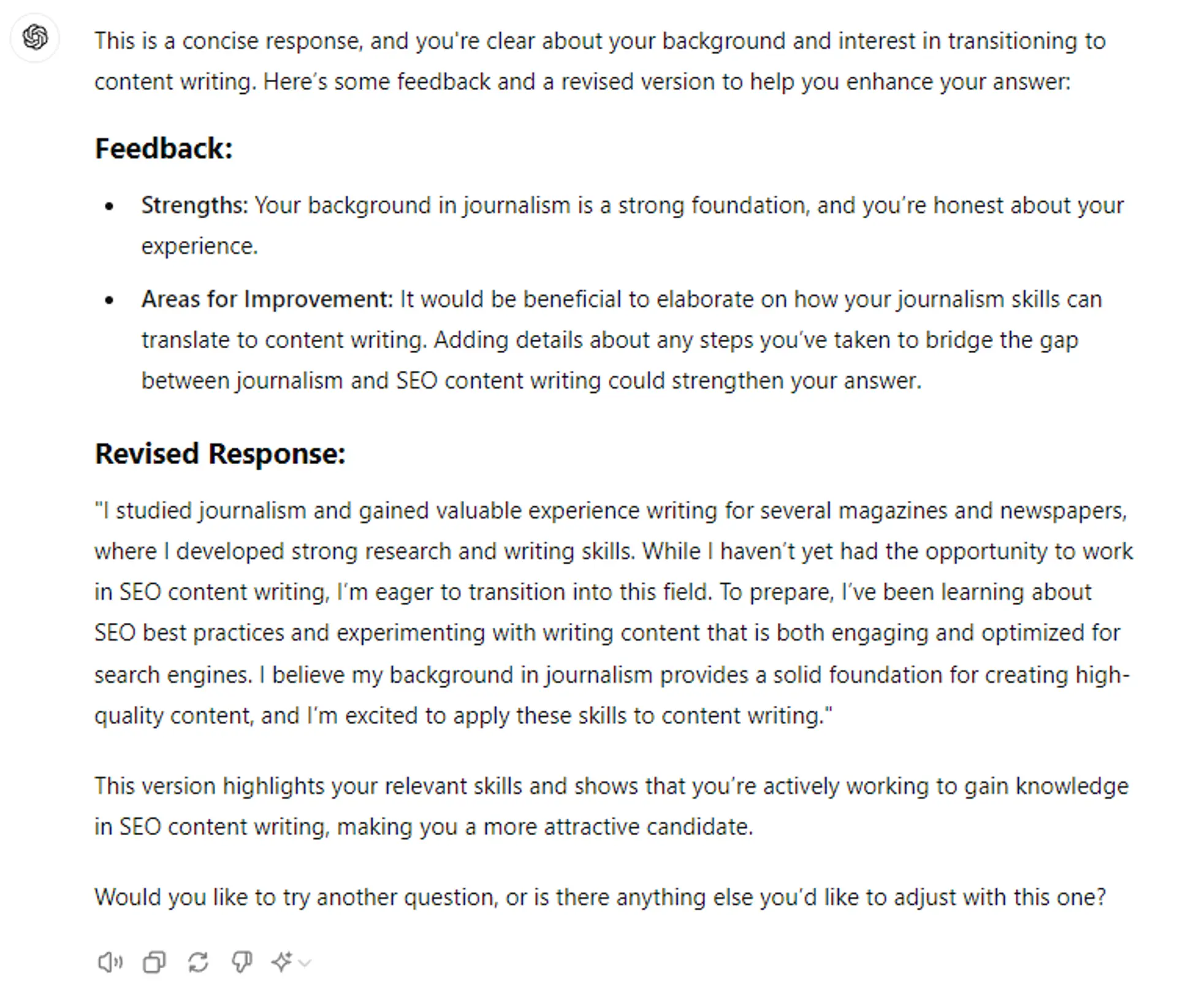 how to use chatgpt to find a job drafts feedback