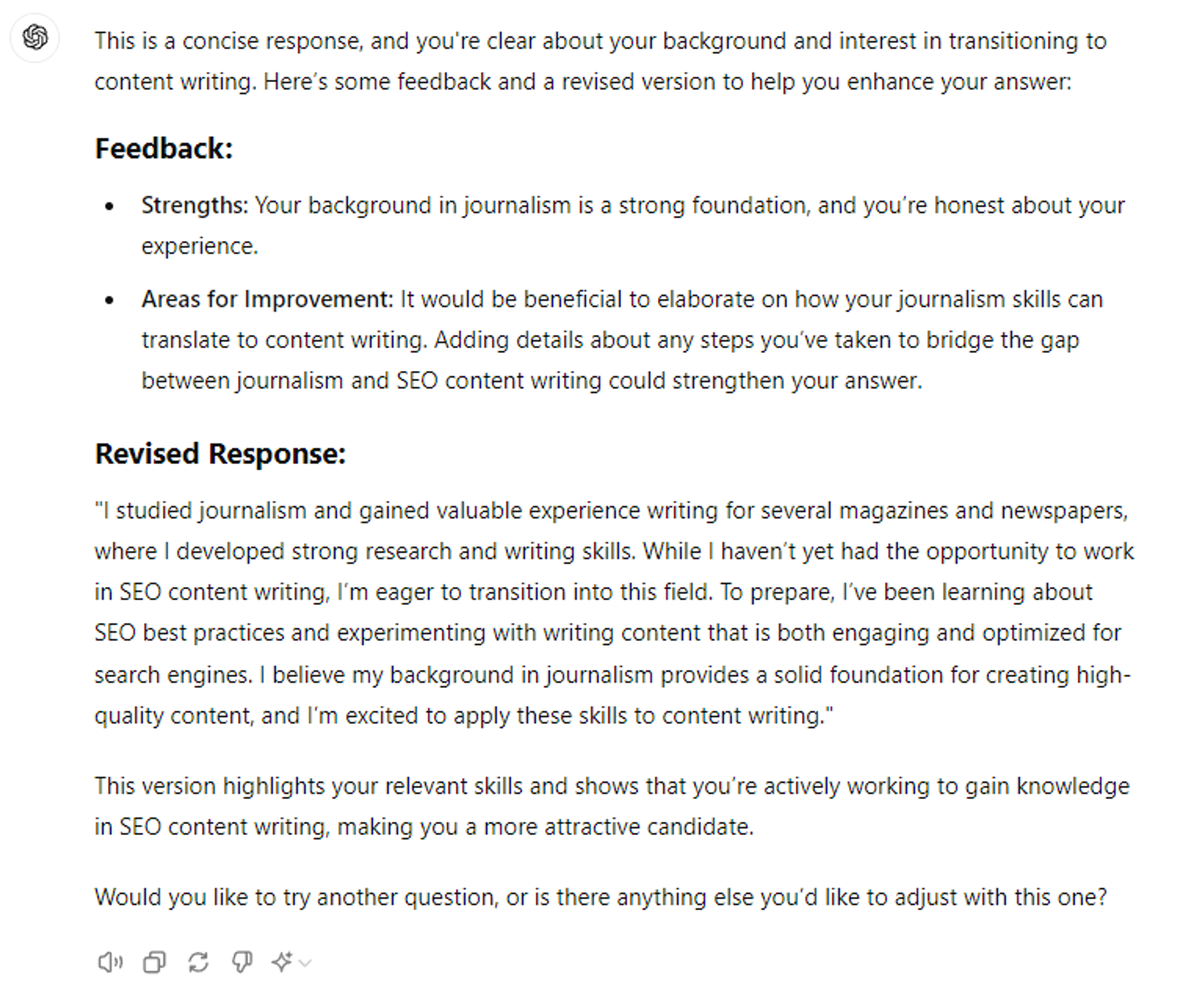 how to use chatgpt to find a job drafts feedback