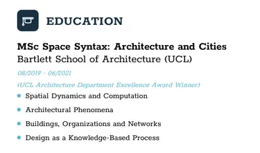 education section on a
