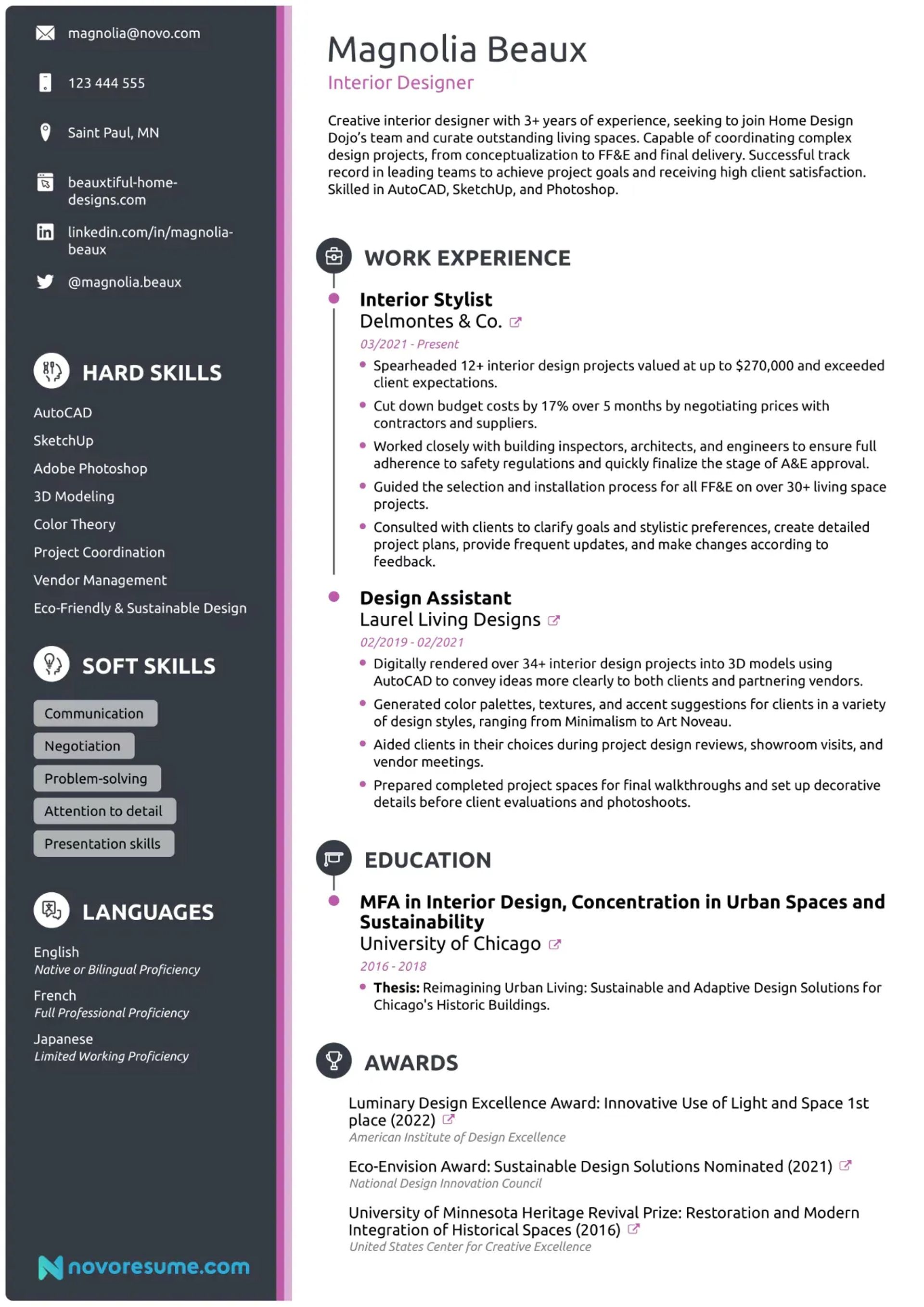 interior designer resume example drafts Interior Designer Resume