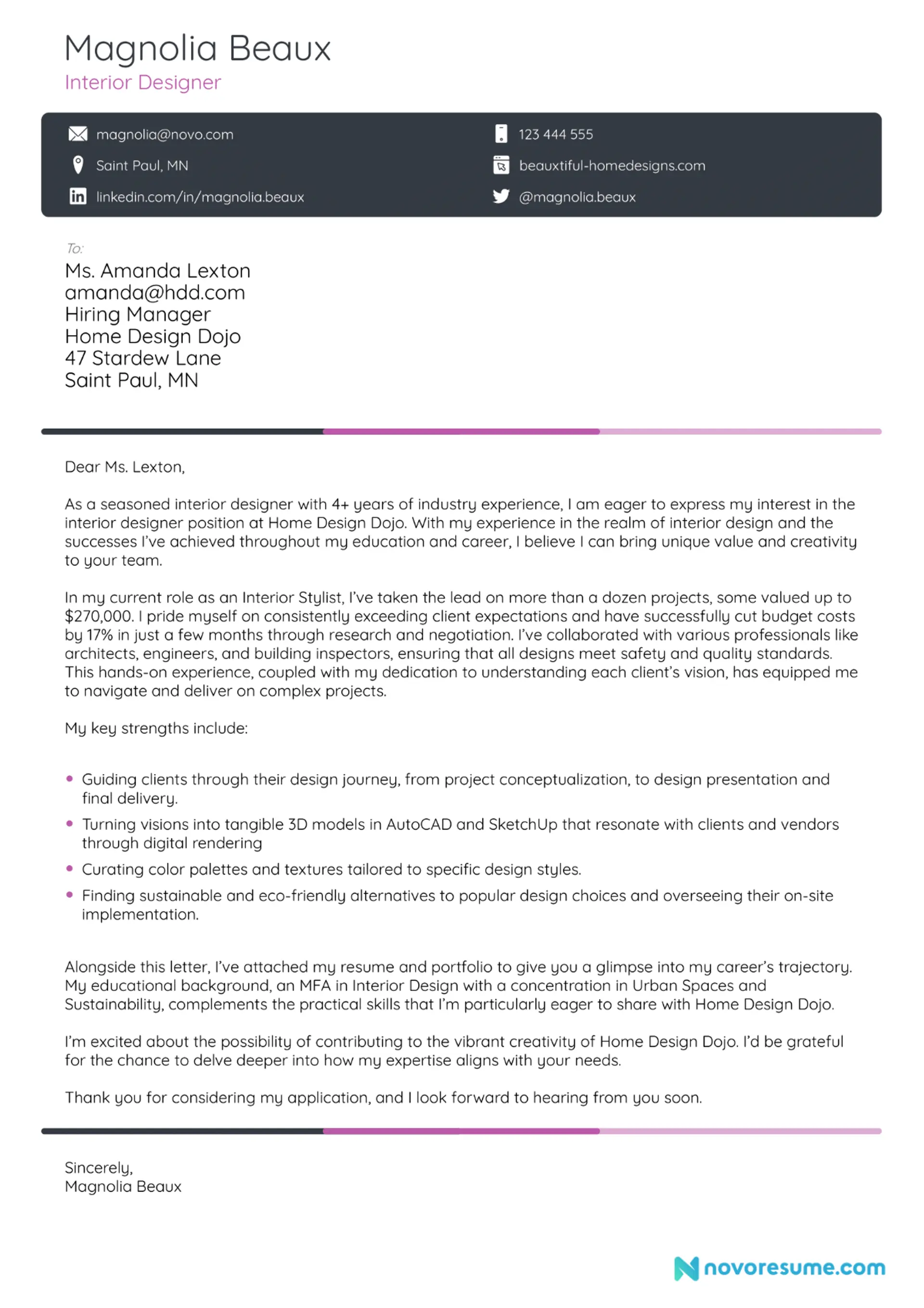 interior designer resume example drafts interior designer cover