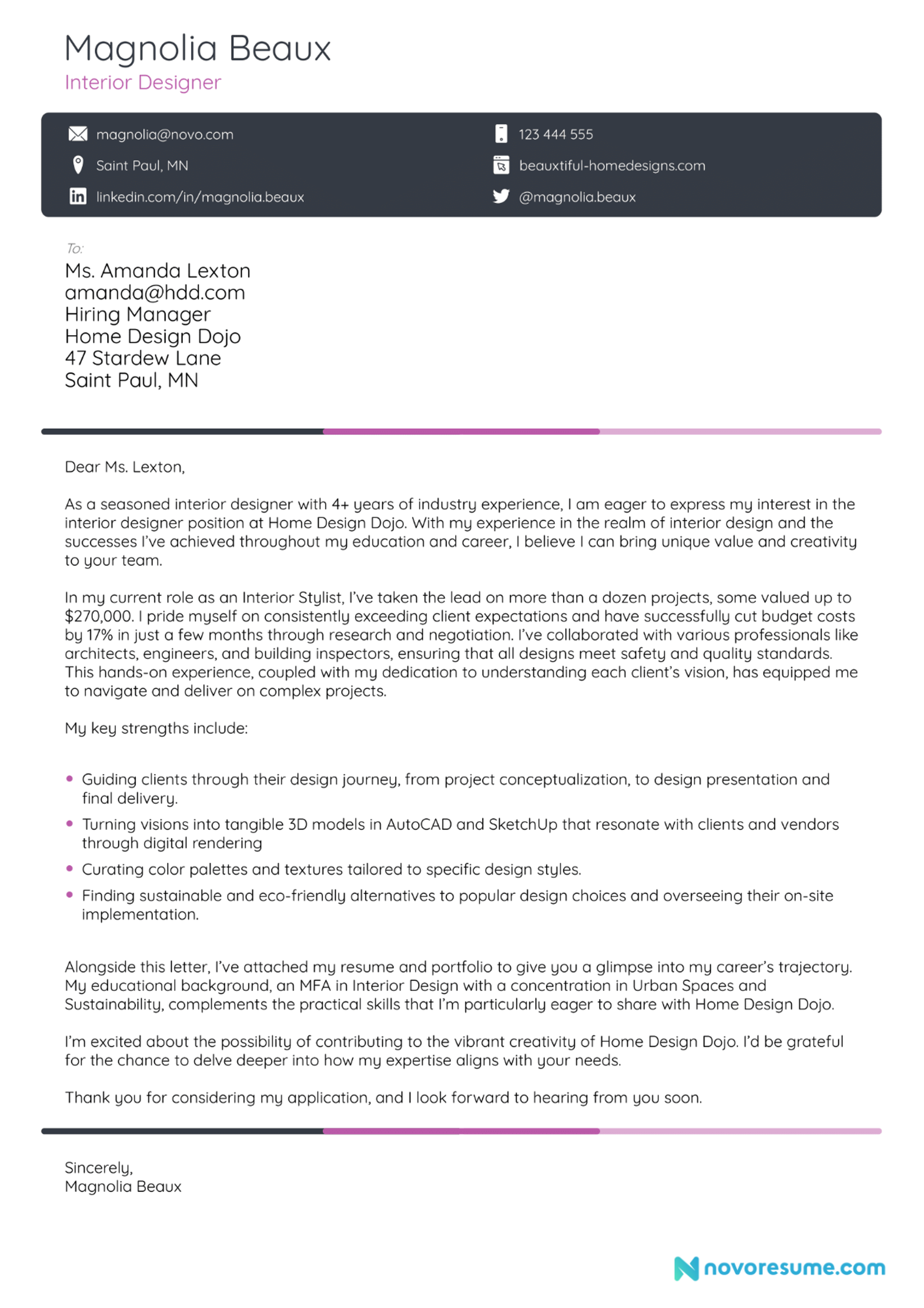 interior designer resume example drafts interior designer cover
